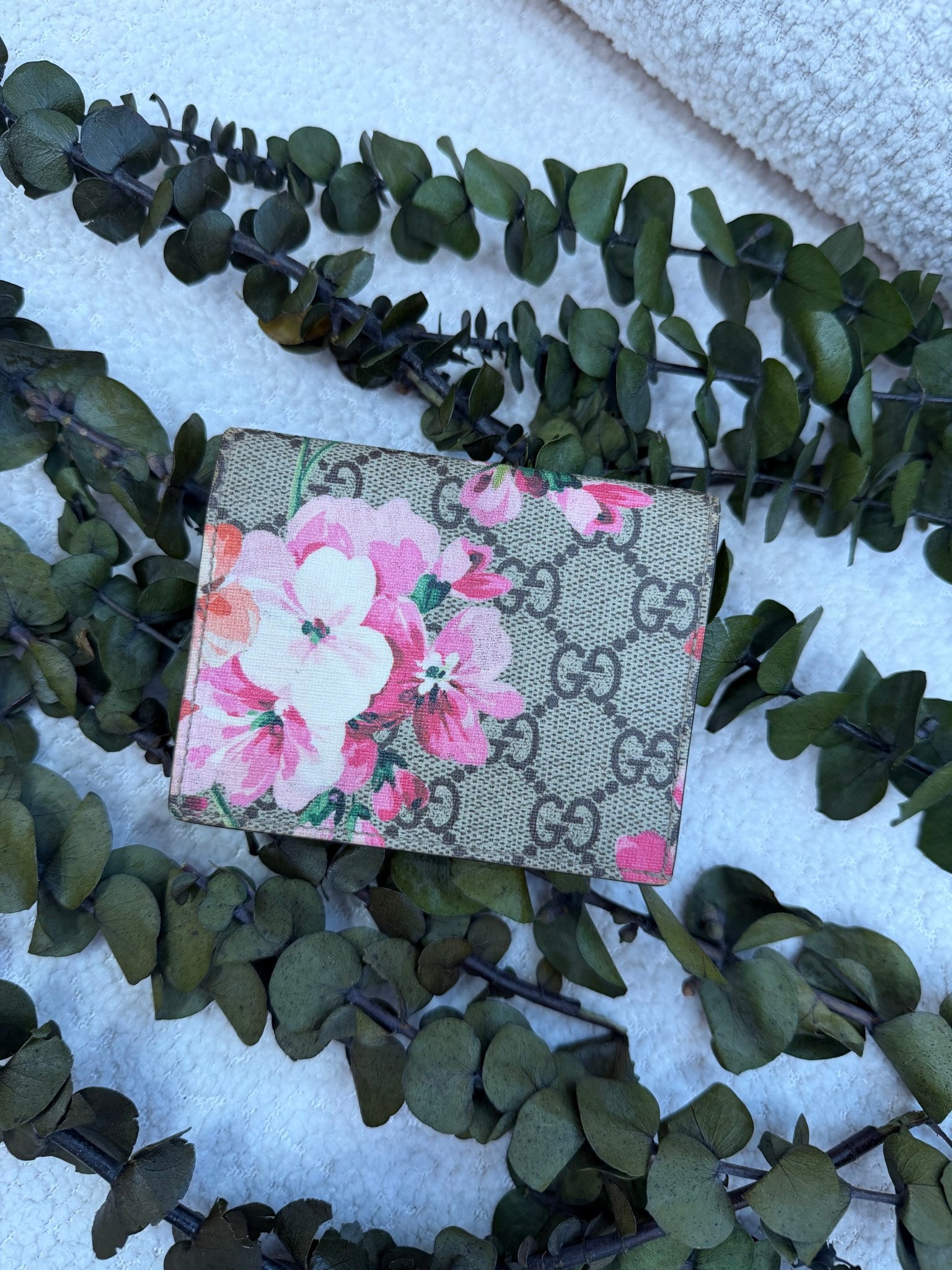 Gucci Pink Blooms Coated Canvas Compact Wallet