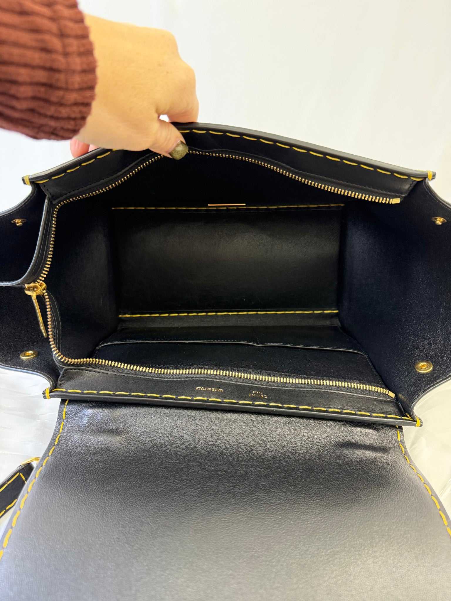 Celine Black Leather Trapeze Two Way Bag