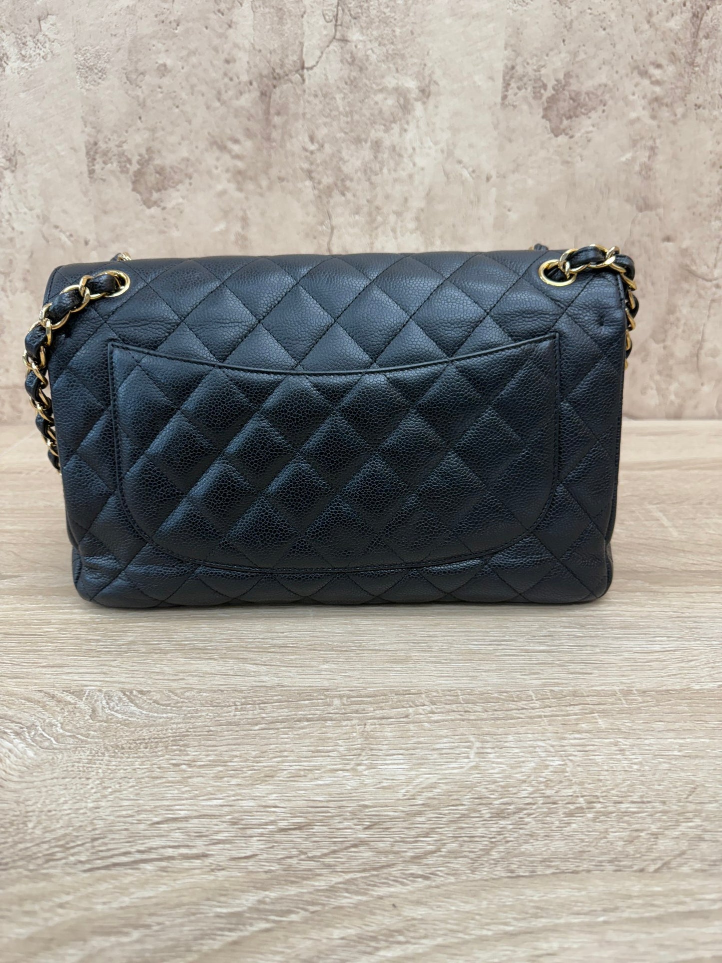 Chanel Black Caviar Leather Jumbo Classic Double Flap 
