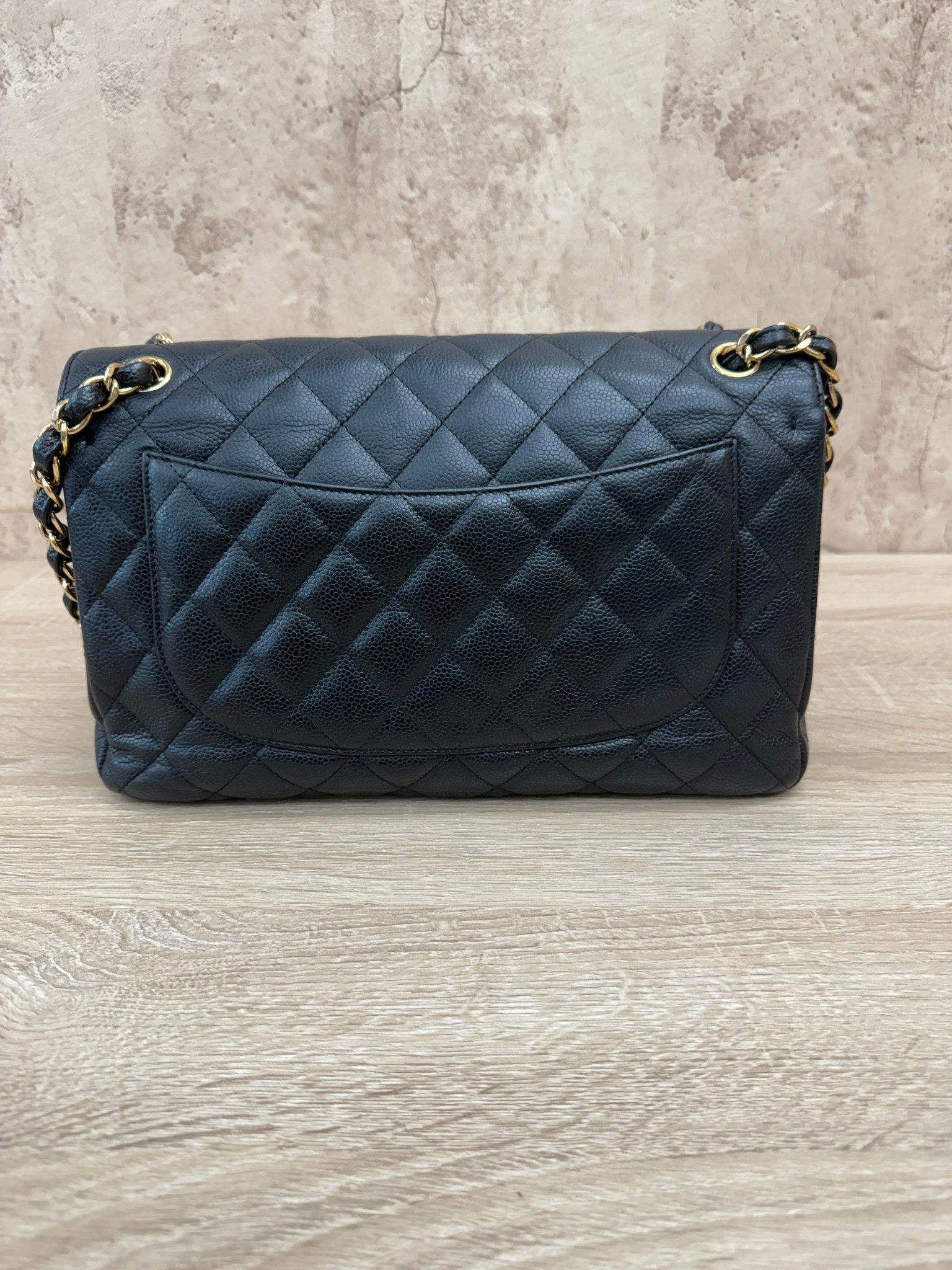 Chanel Black Caviar Leather Jumbo Classic Double Flap 