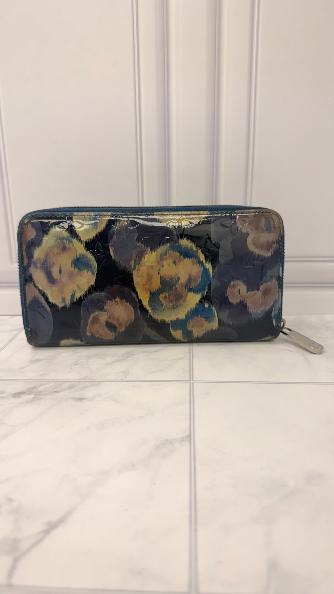 Louis Vuitton Blue Vernis Leather Ikat Zippy Wallet 