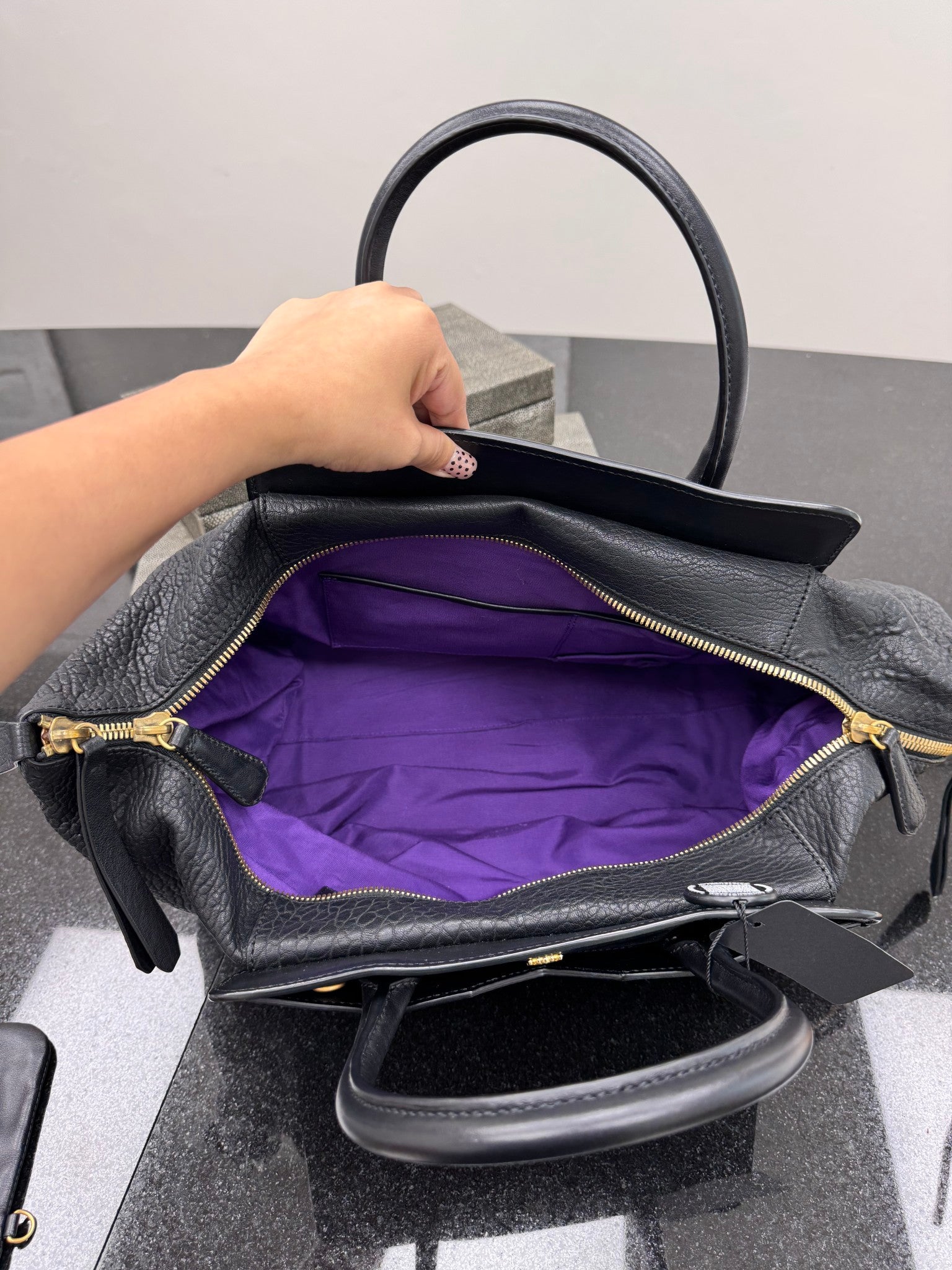 MCM Black Pebbled Leather Large Tote Bag