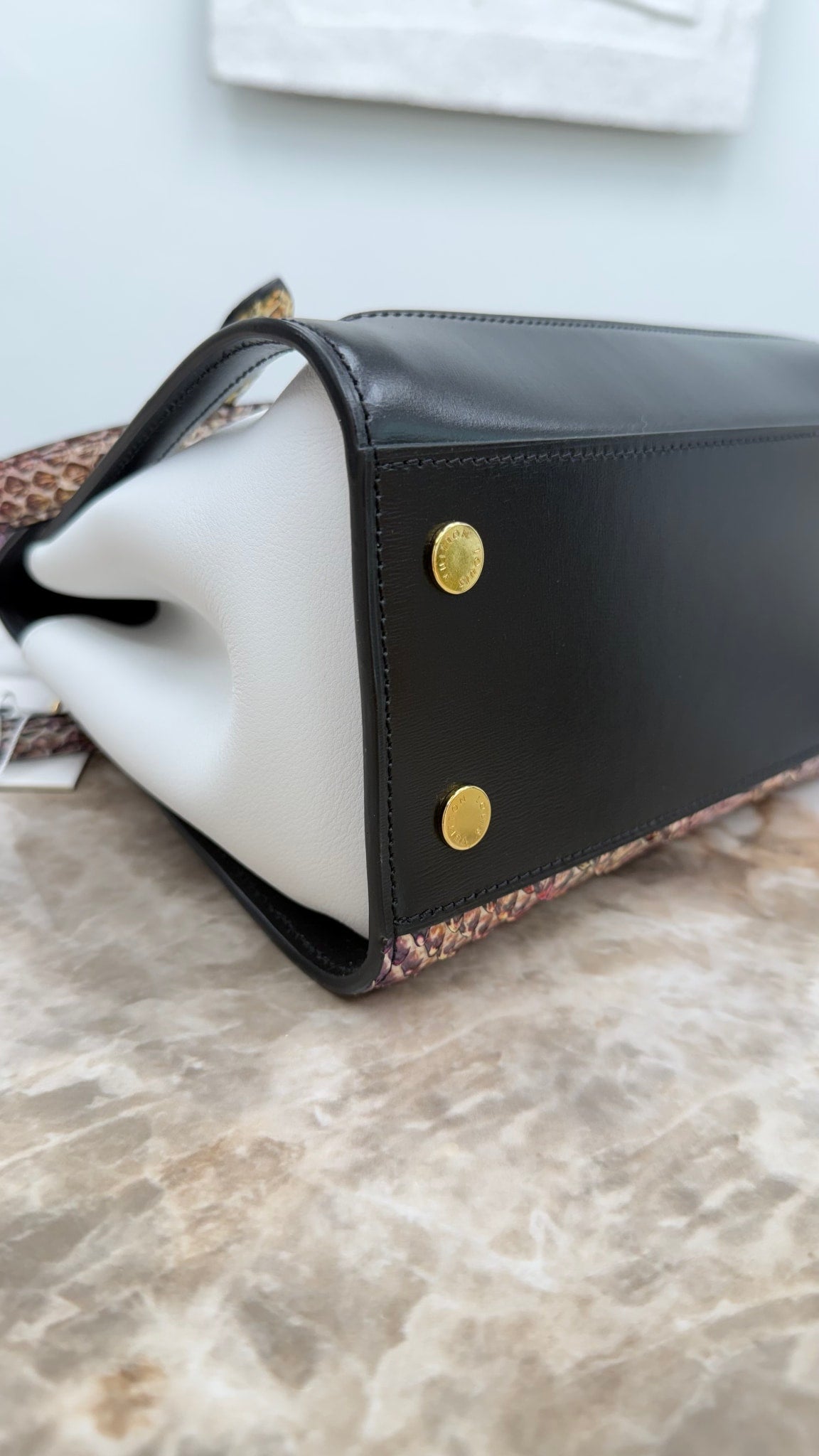 Louis Vuitton White & Black Leather with Rainbow Python Arch 2way Bag