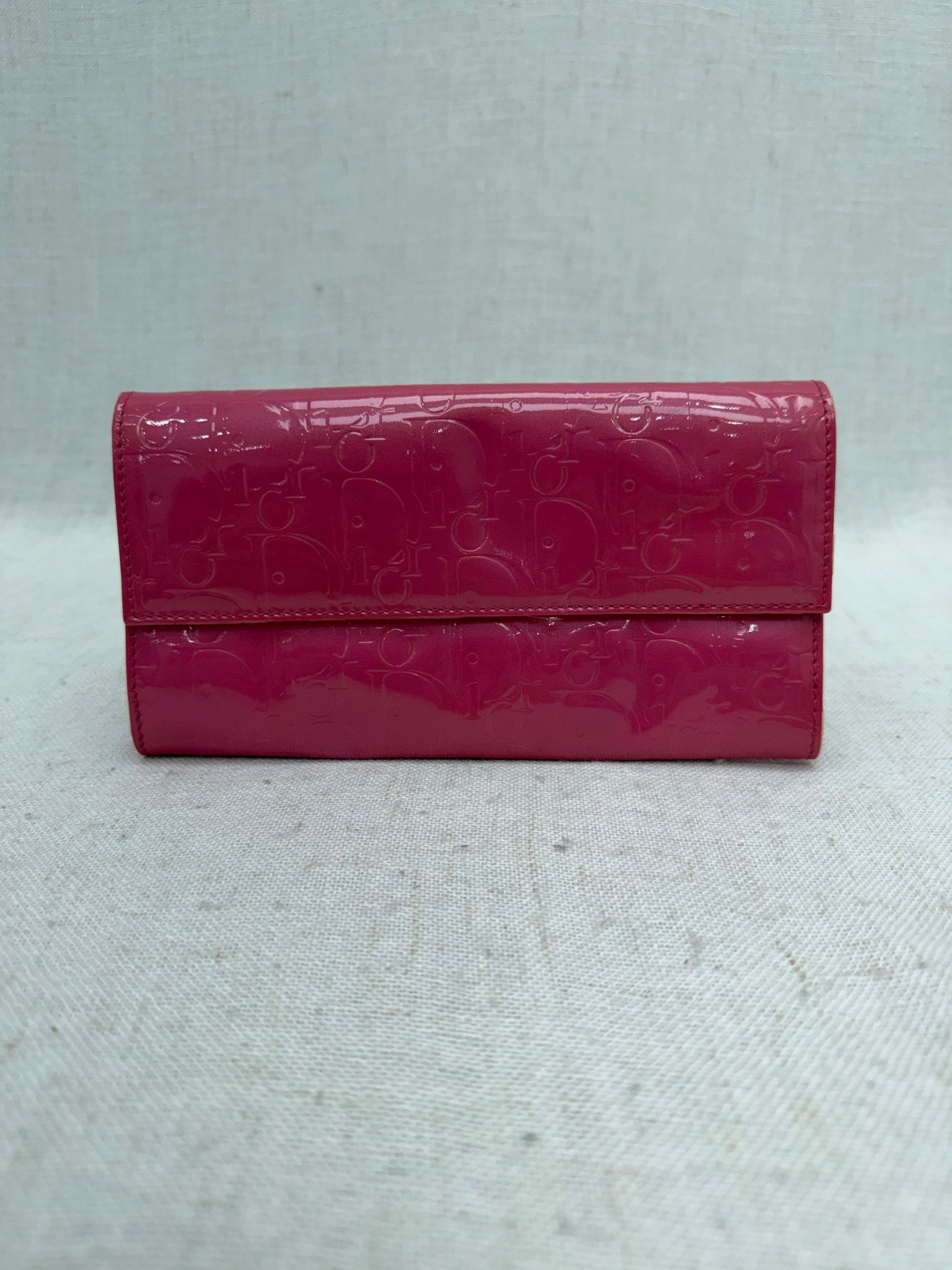 Christian Dior Pink Patent Leather Long Wallet