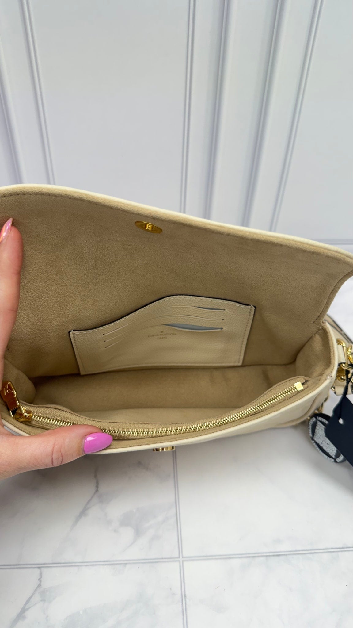 Louis Vuitton Cream Empreinte Ivy Wallet on a Chain