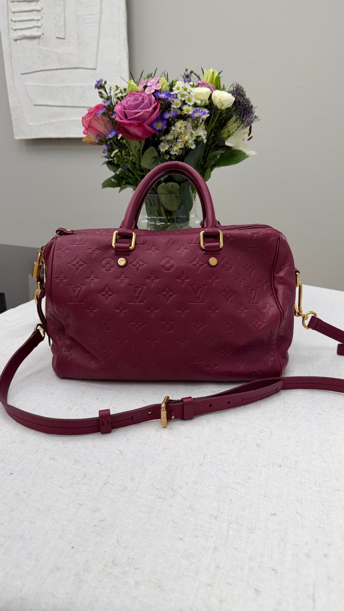 Louis Vuitton Burgundy Empreinte Speedy 30 Bandouliere