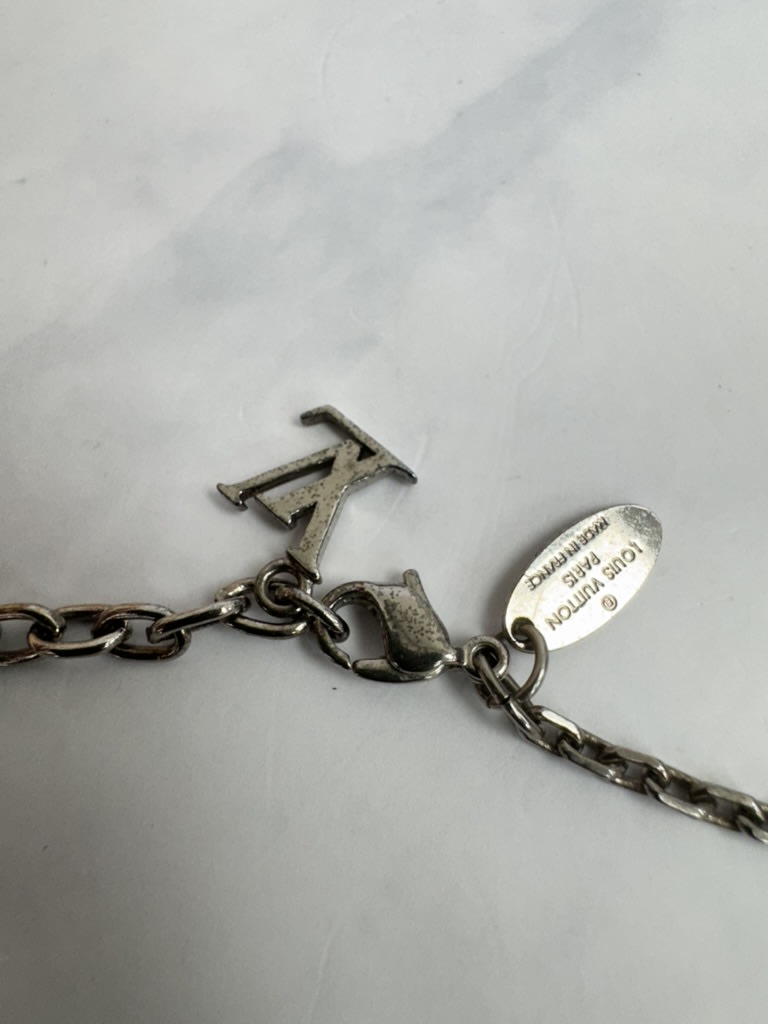 Louis Vuitton Silver Crystal Gamble Necklace