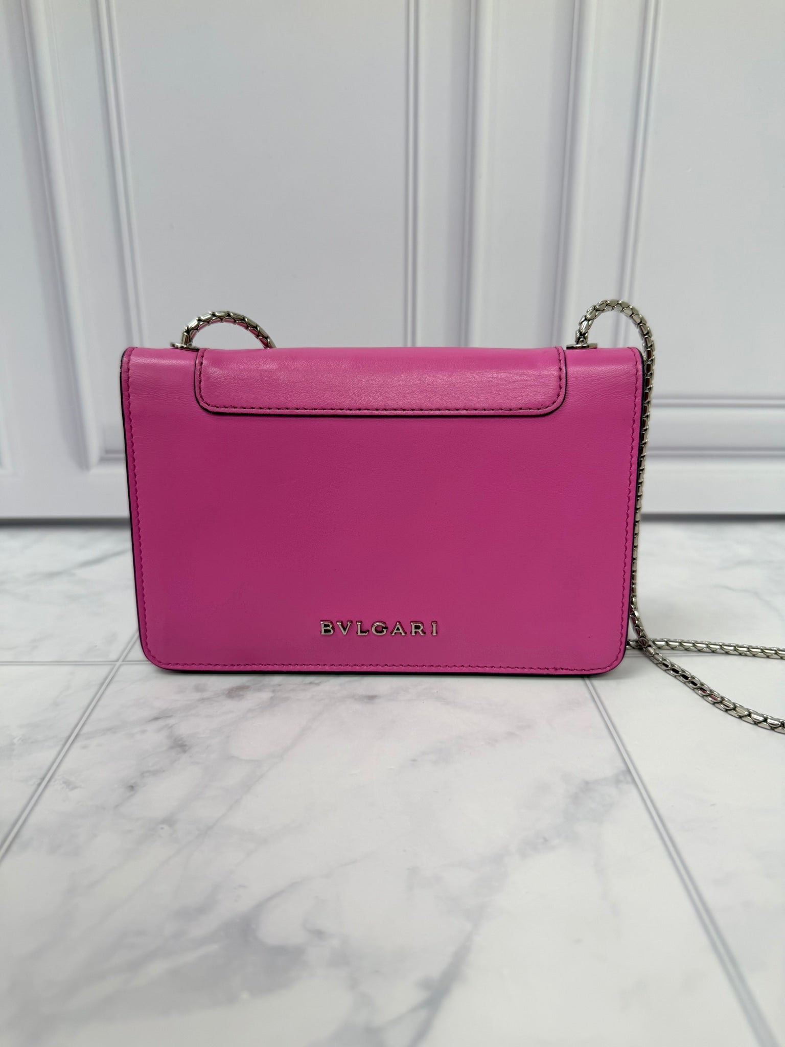 Bvlgari Pink Leather Serpenti Forever Super Mini Crossbody