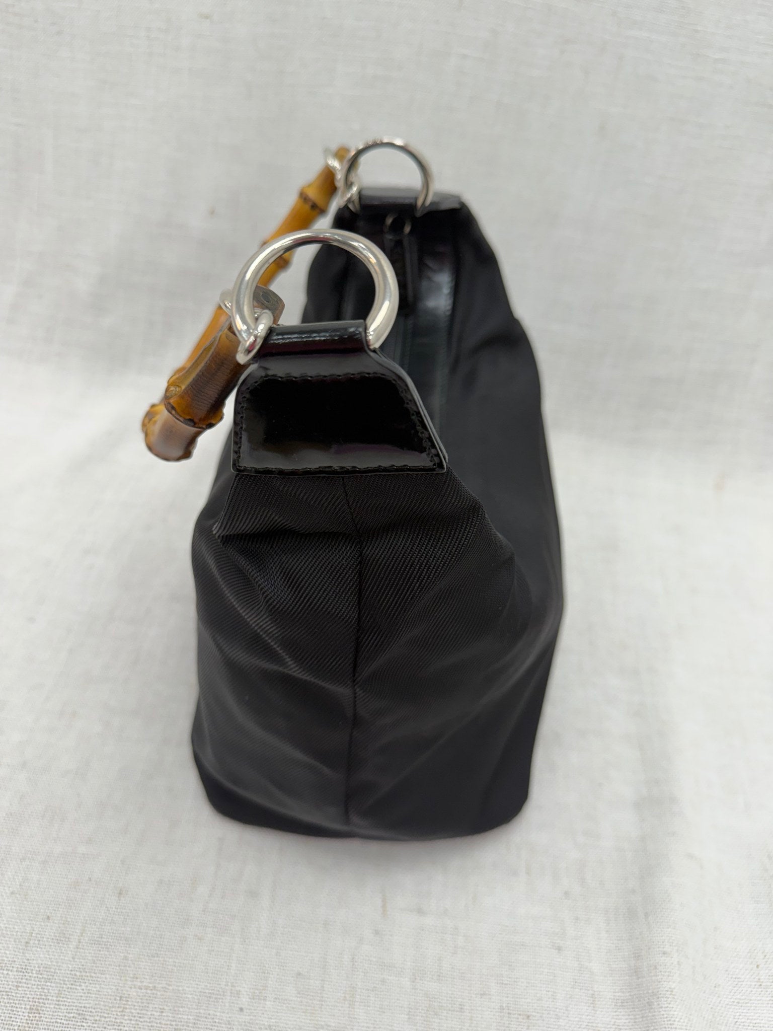 Gucci Black Nylon Bamboo Shoulder Bag