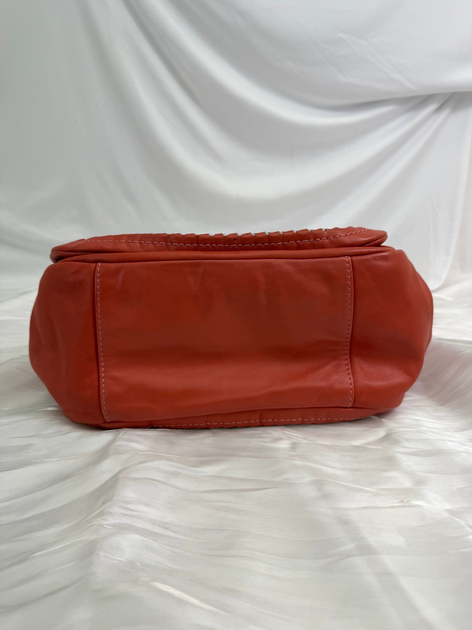 Chanel Coral Calfskin Luxe Ligne Accordion Flap Bag 