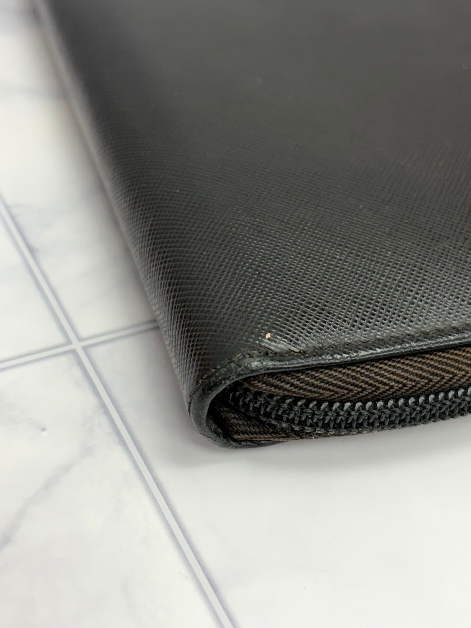 Prada Black Saffiano Leather Travel Wallet 