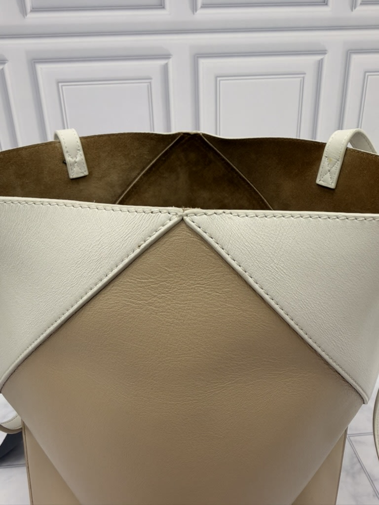 Loewe Tan & Cream Leather Puzzle Tote