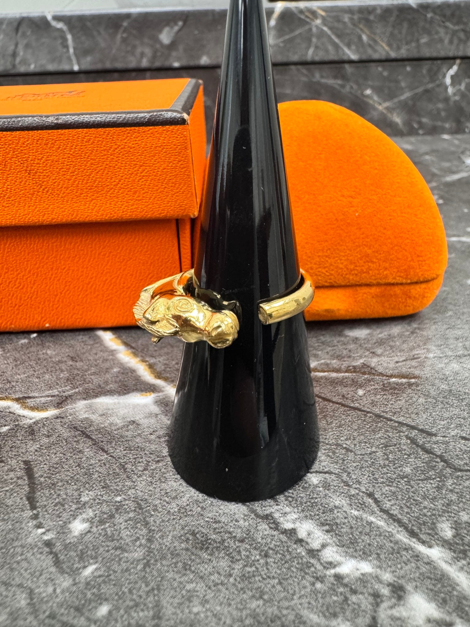 Hermes Gold Cheval Horse Head Ring 