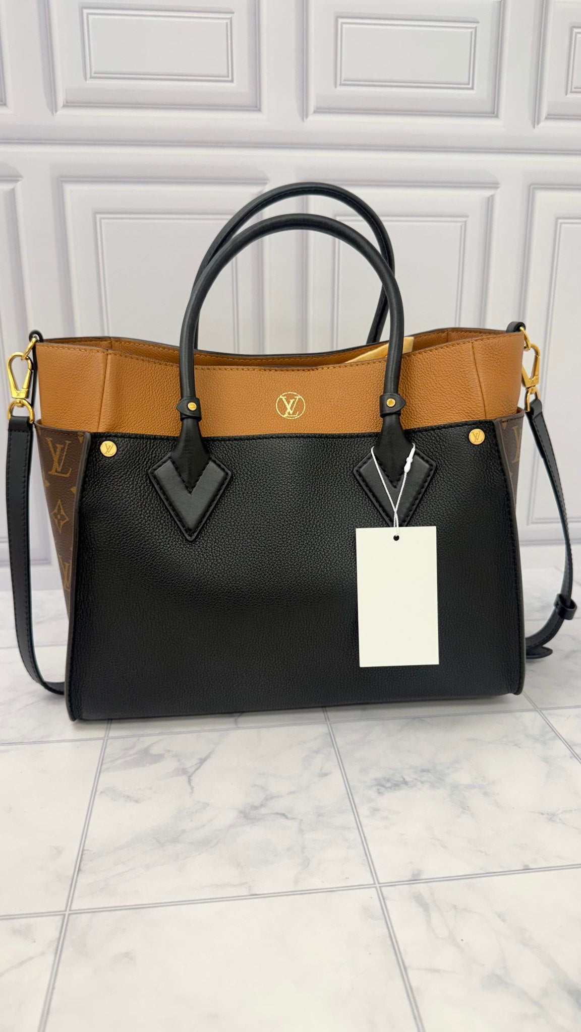 Louis Vuitton Black And Tan Grained Leather On My Side MM