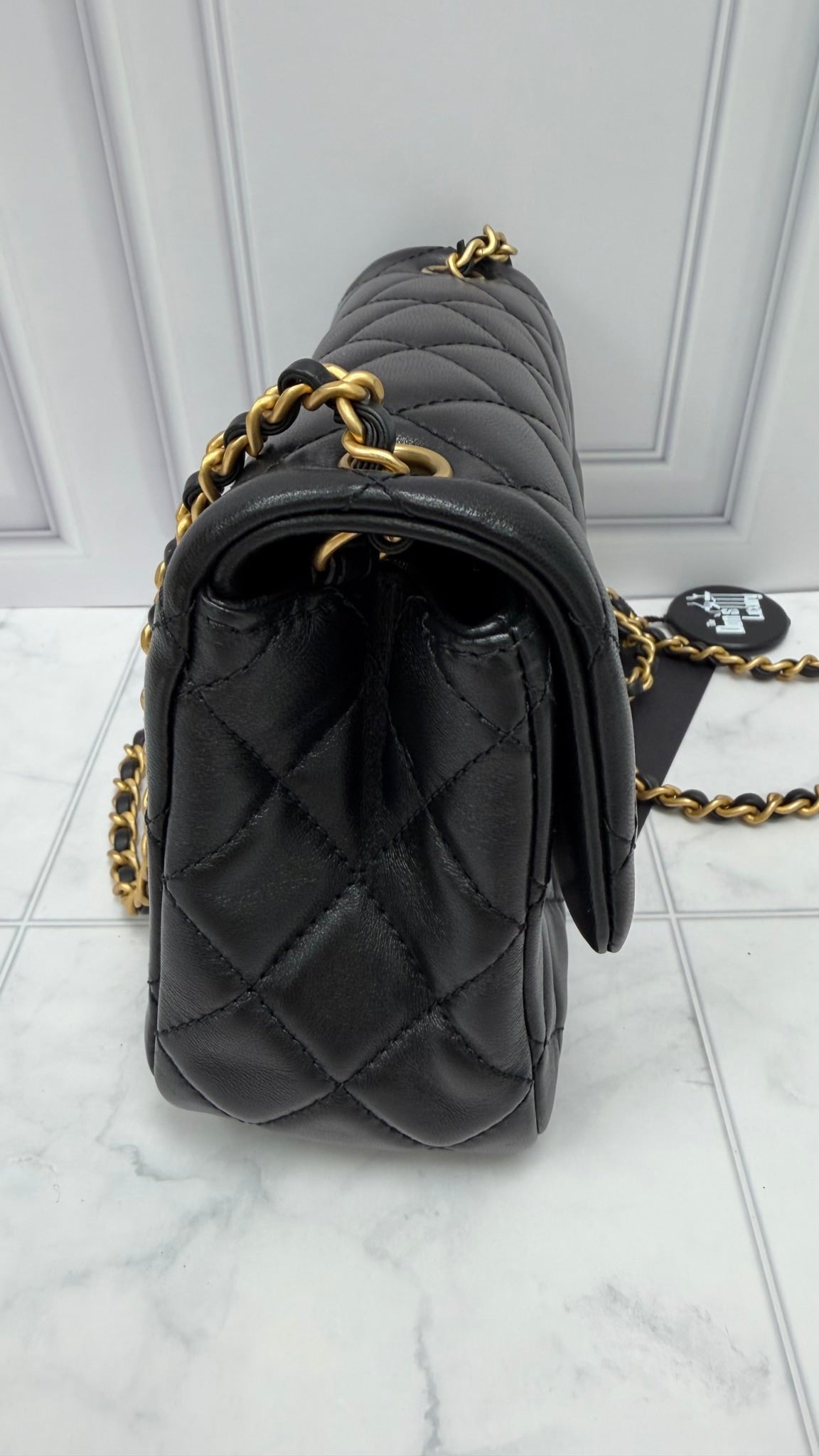 Chanel Black Quilted Lambskin Mini Flap Pearl Crush Bag