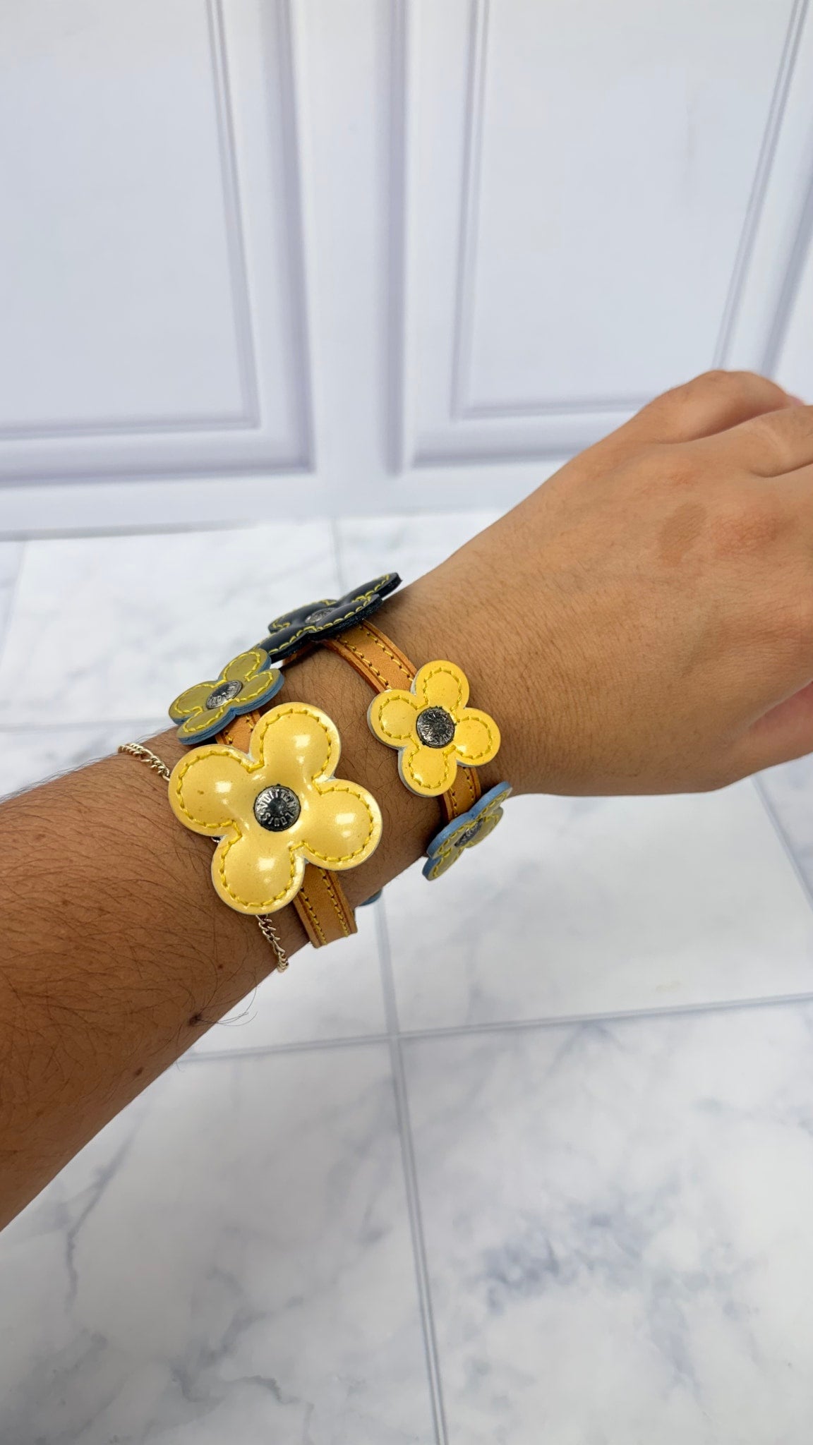 Louis Vuitton Multicolor Leather Lexington Flower Wrap Bracelet 