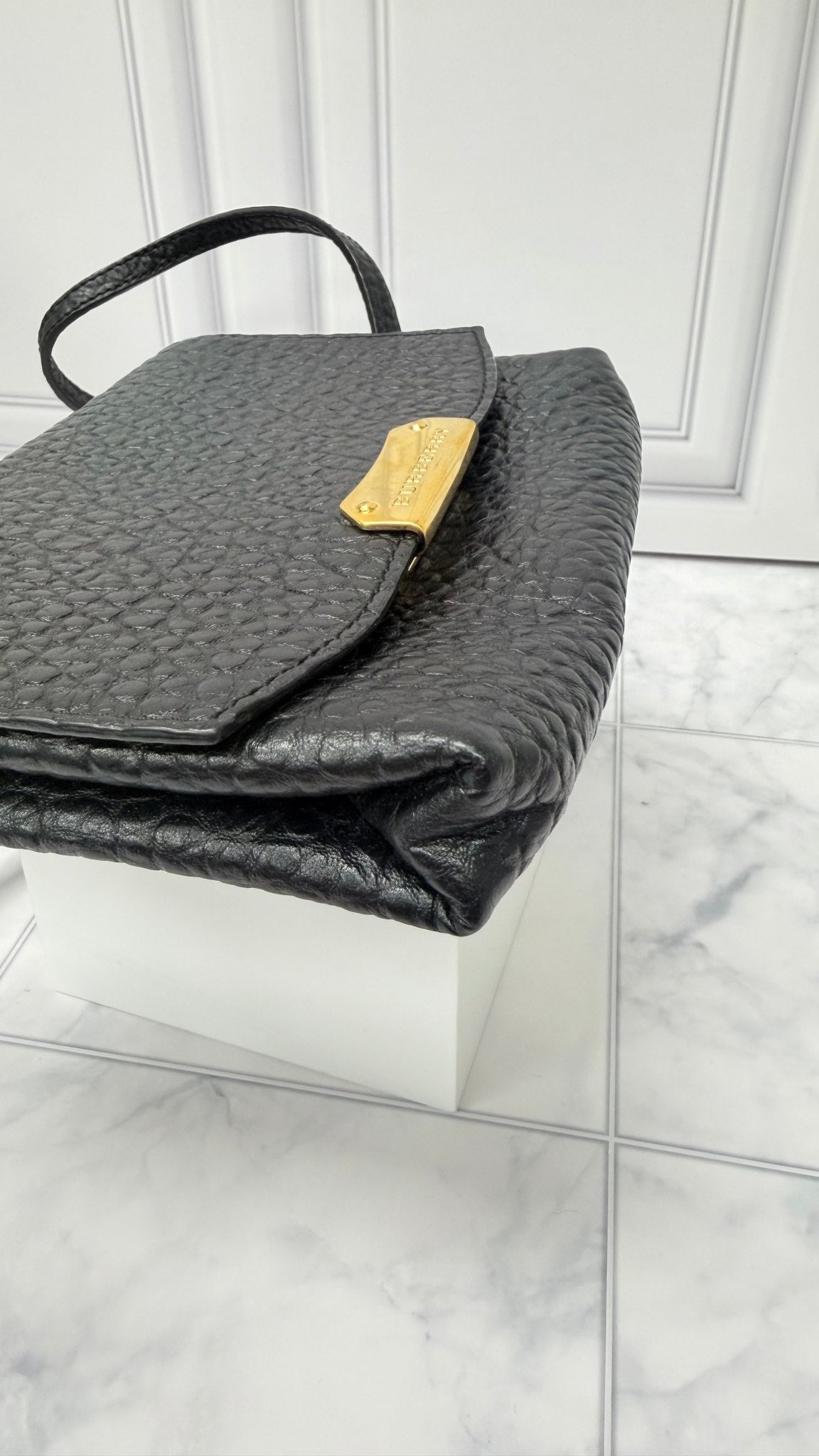 Burberry Black Grained Leather Crossbody Bag