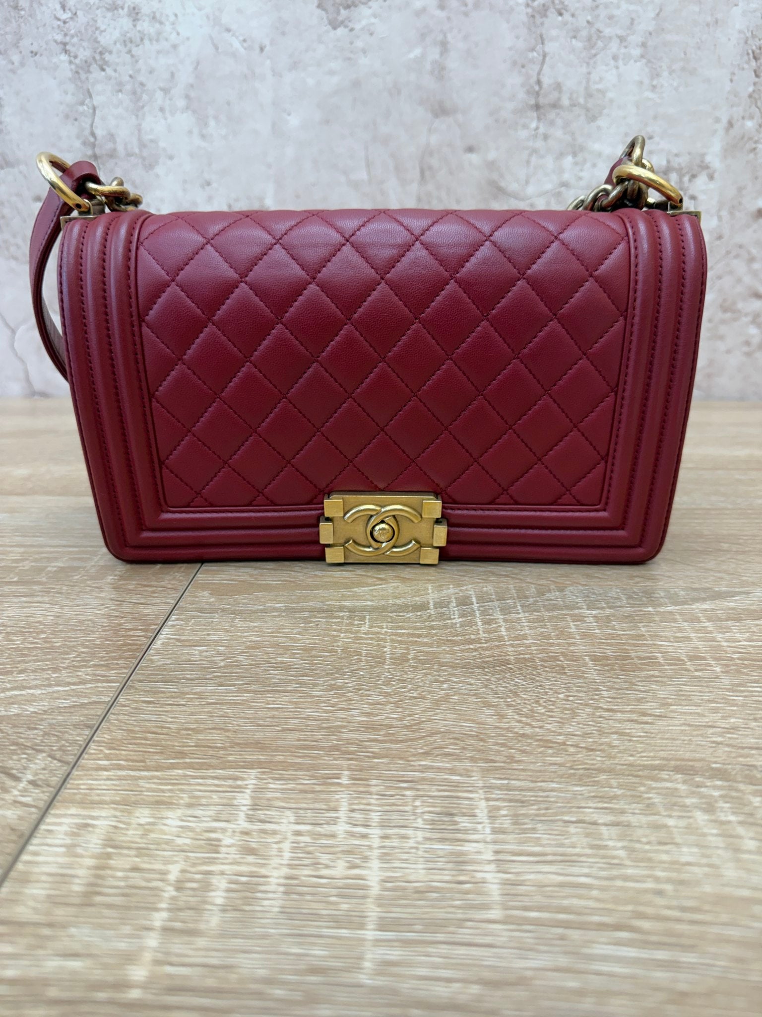 Chanel Wine Red Quilted Calfskin Medium Boy Bag