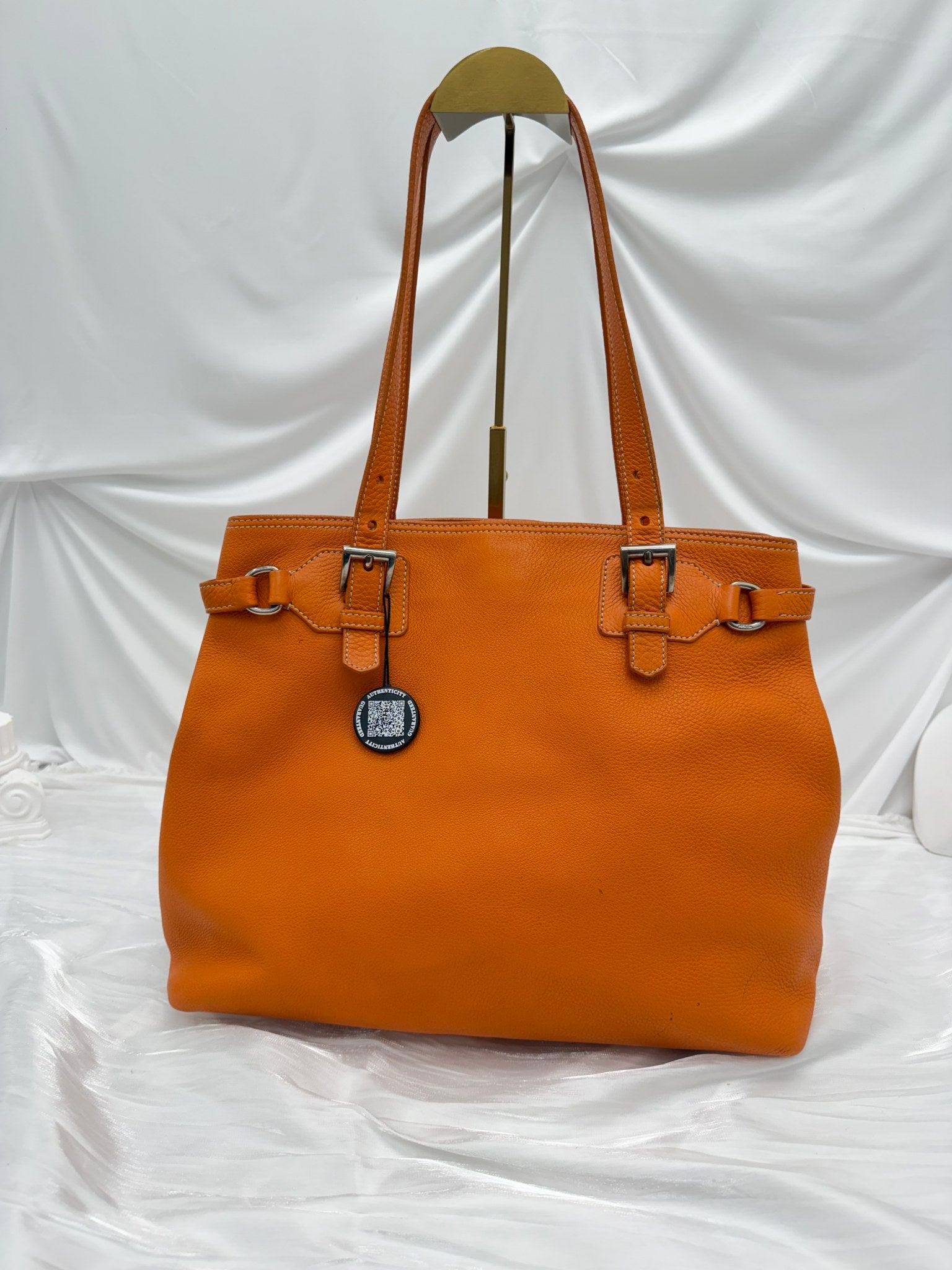 Prada Orange Leather Shoulder Tote