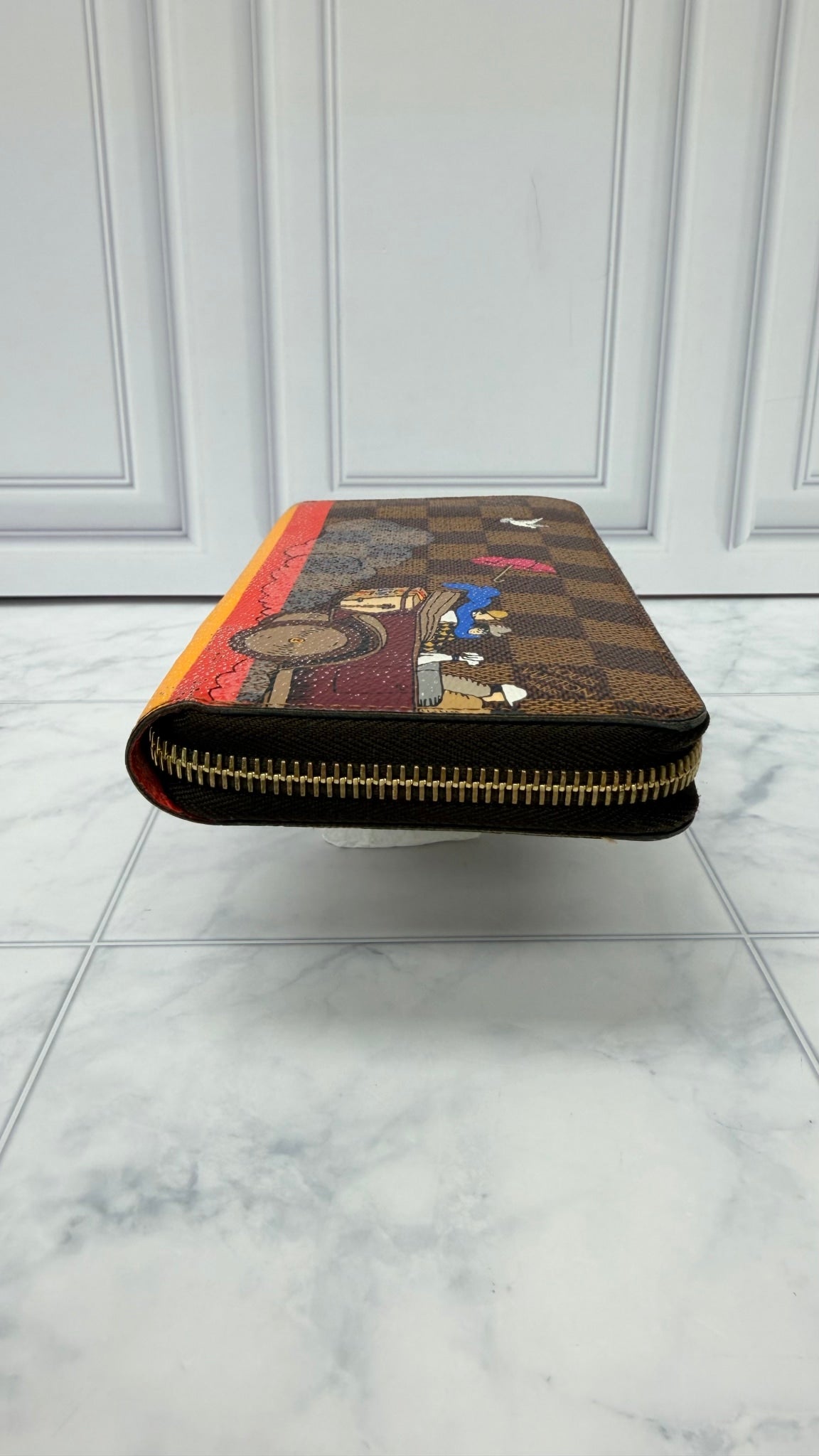 Louis Vuitton Damier Ebene Evasion Car Animation Zippy Wallet