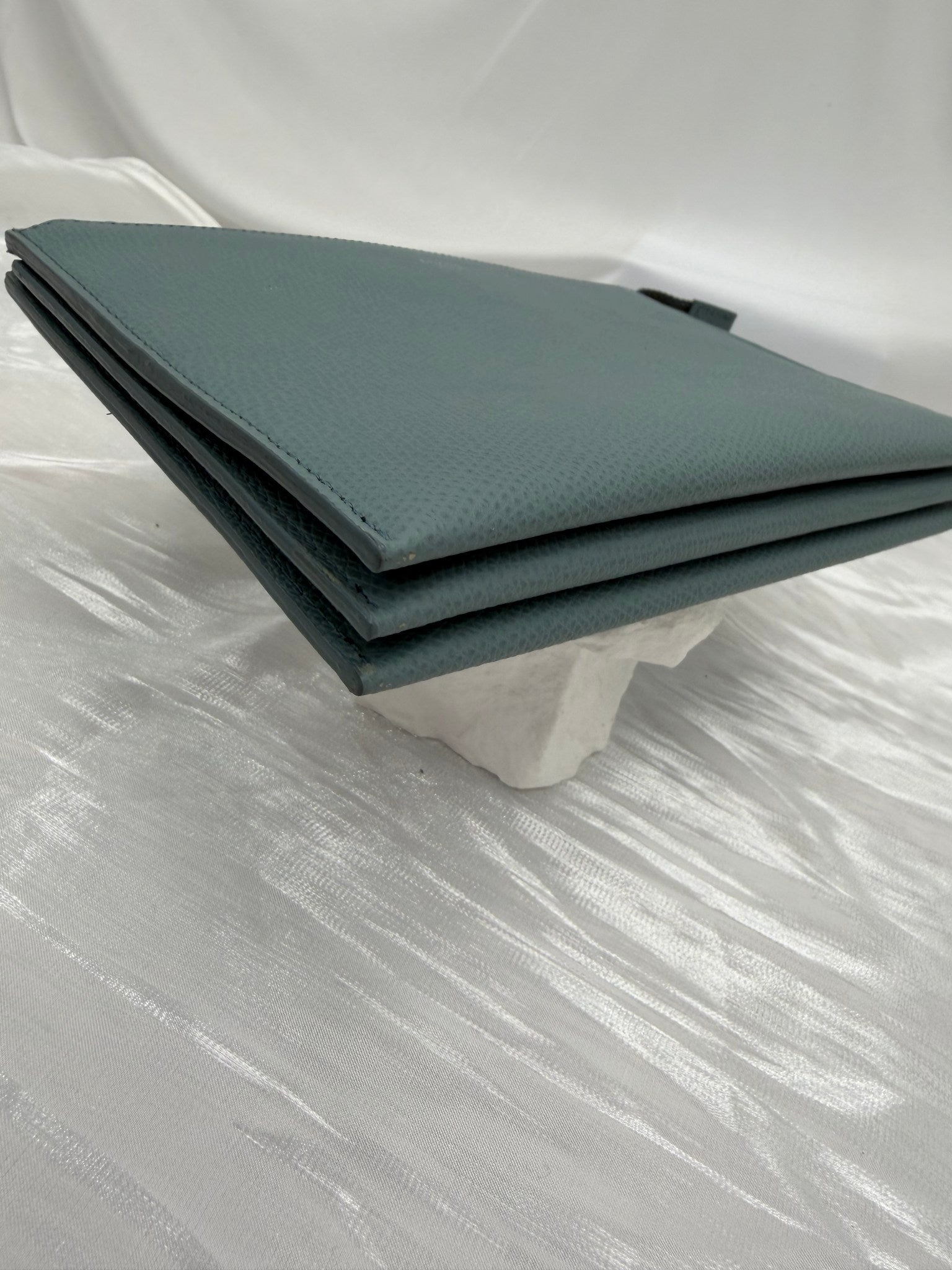 Celine Blue Pebbled Leather Zip Pouch