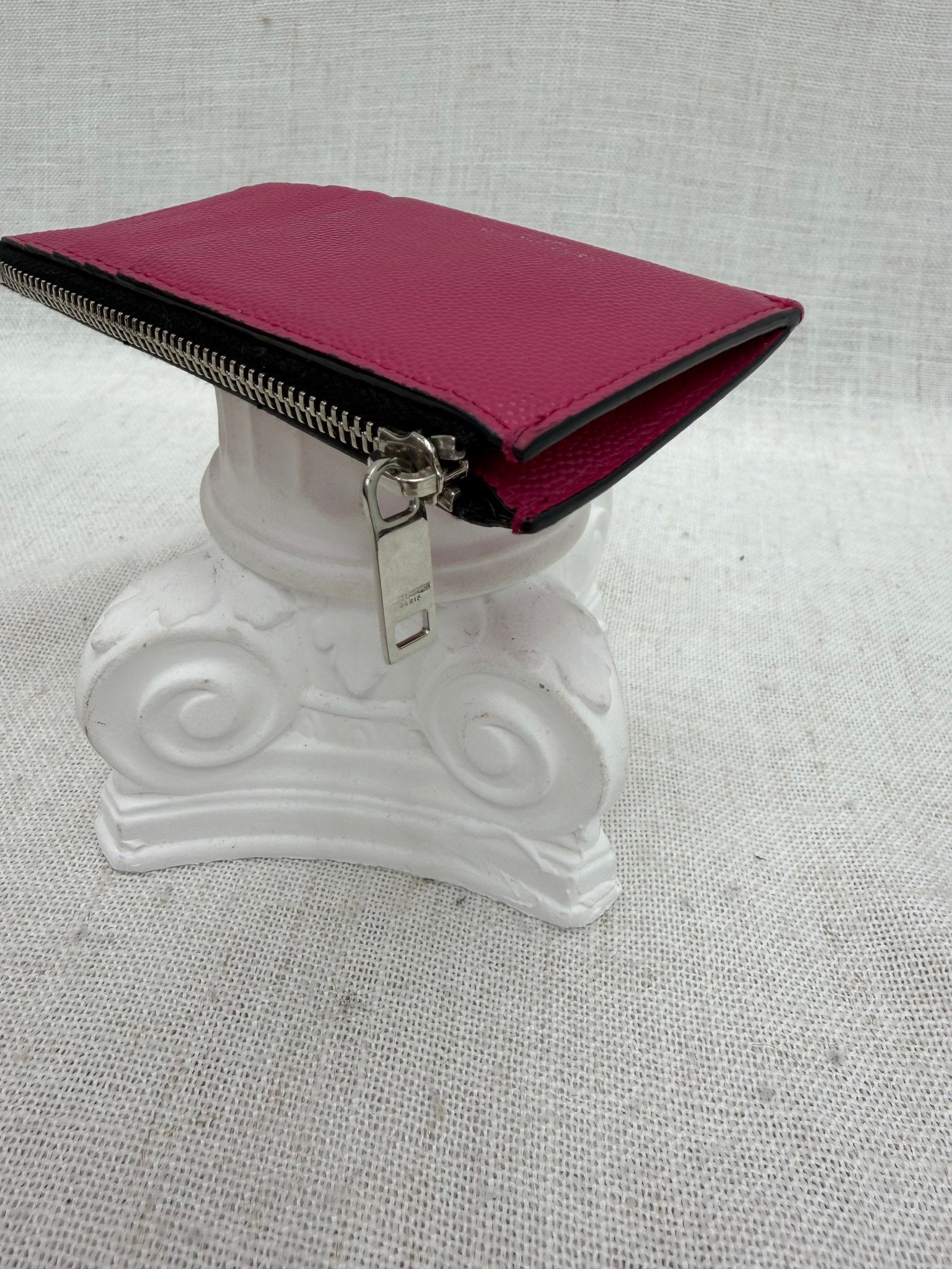 Saint Laurent YSL Pink Pebbled Leather Card Case