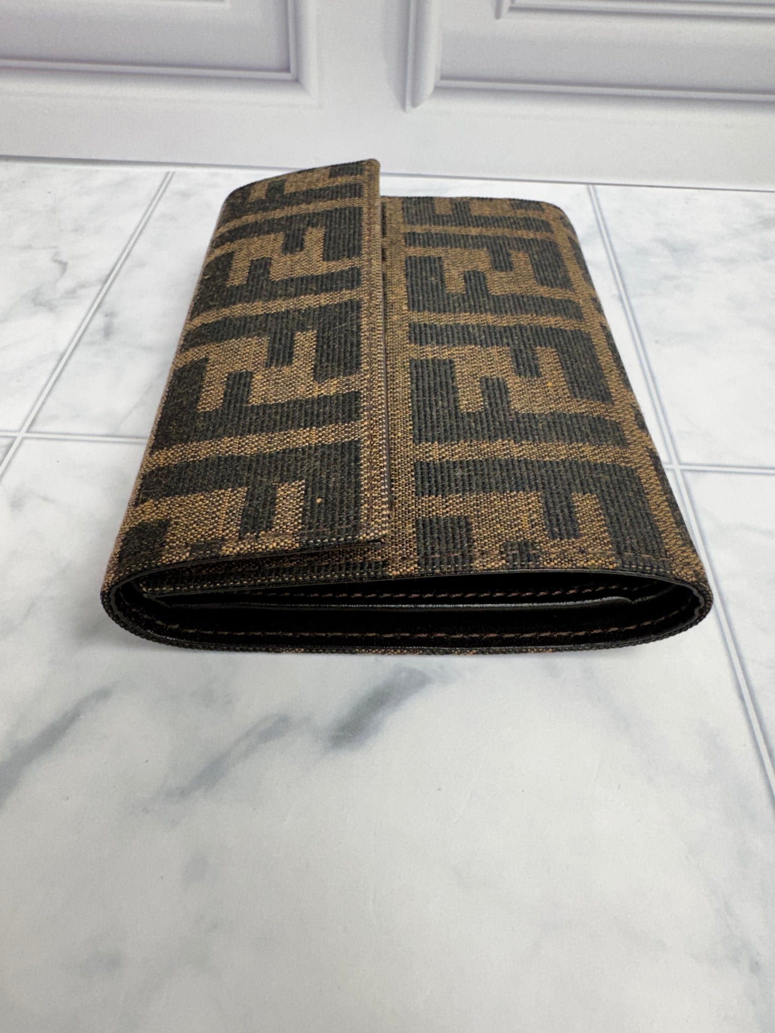 LIKE NEW - Fendi Brown And Black Zucca Canvas Wallet