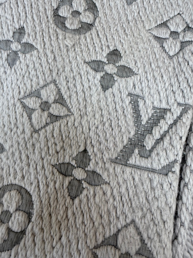 Louis Vuitton Pearl Grey Logomania Scarf Wool Scarf