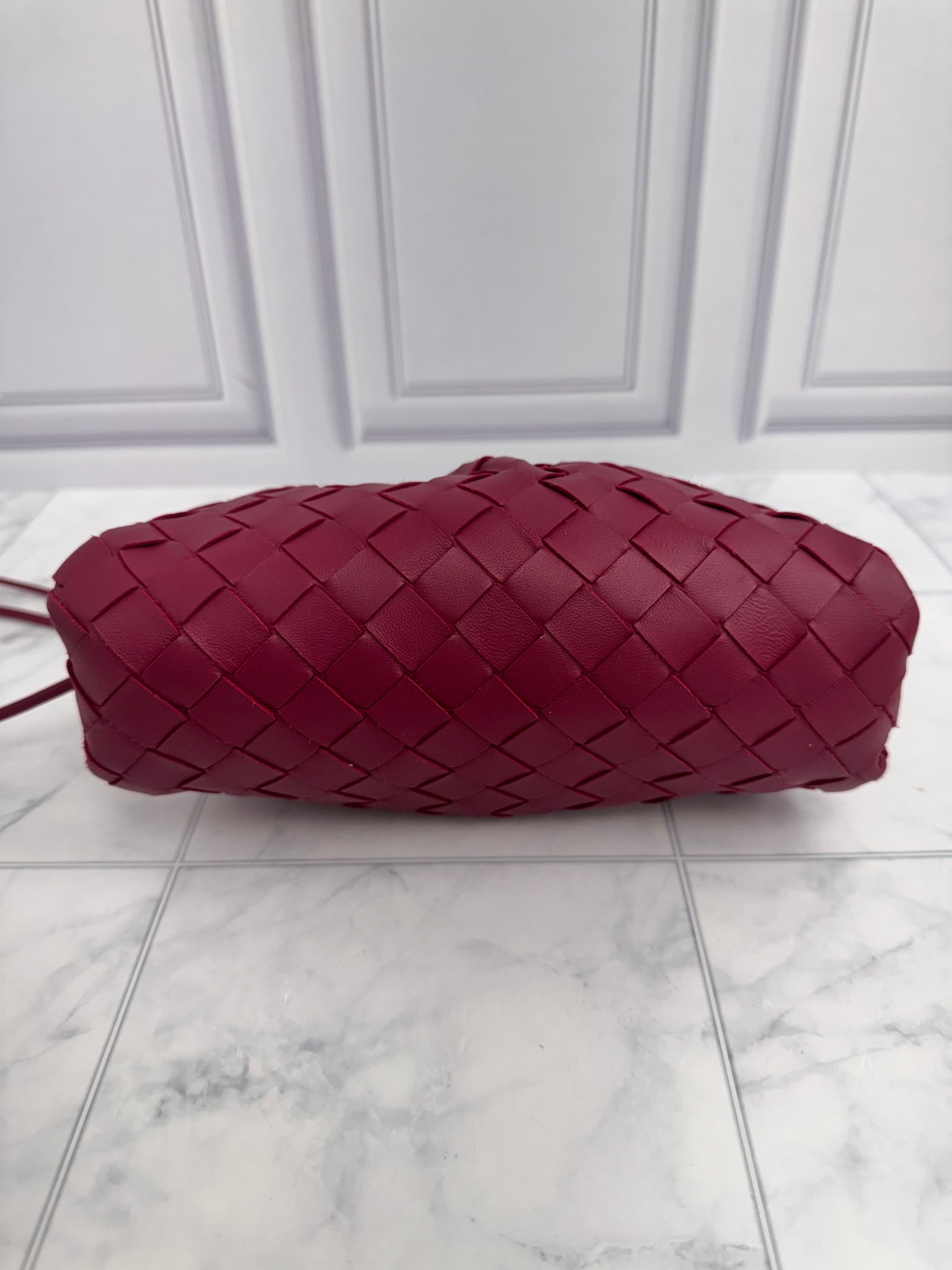 Bottega Veneta Burgundy Intrecciato Leather Mini Leather Crossbody Bag