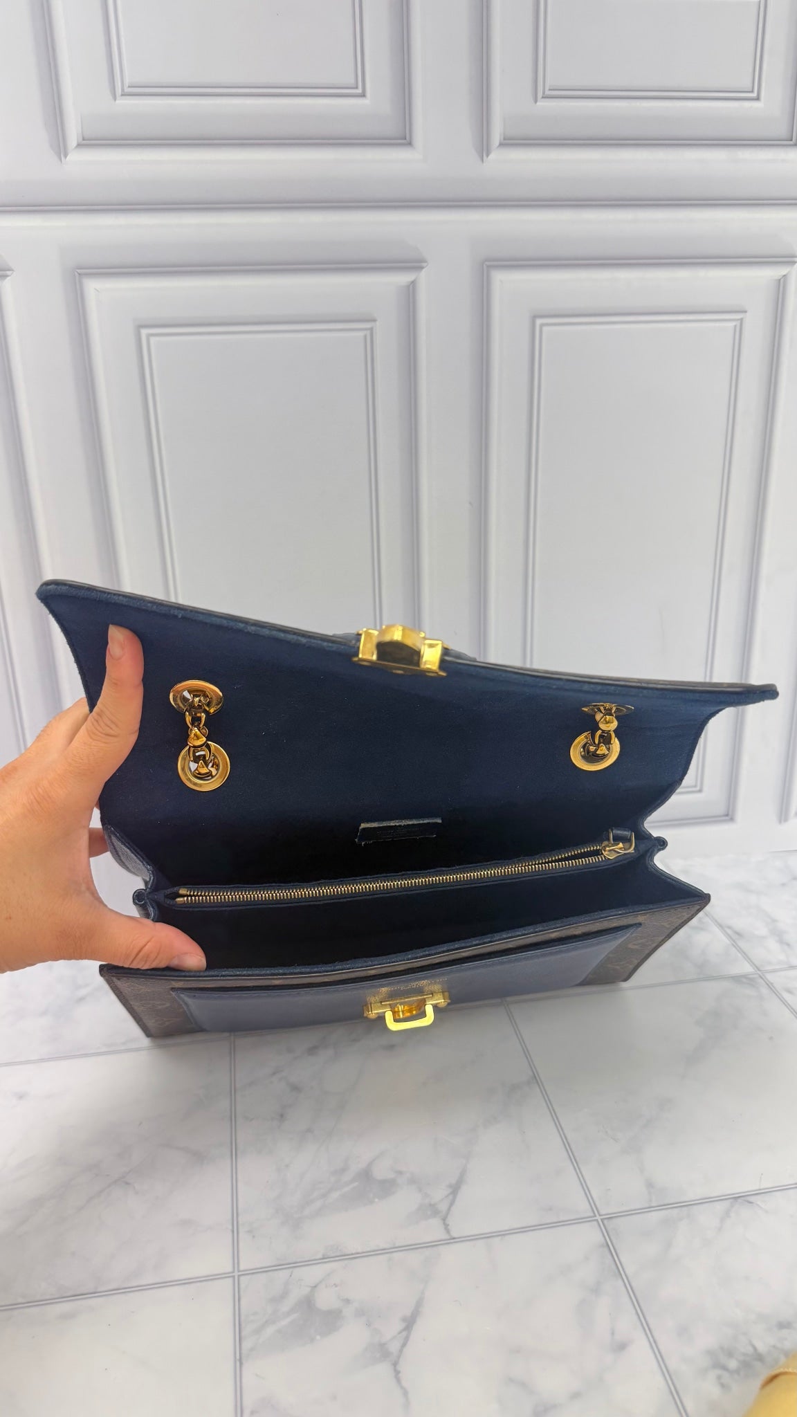 Louis Vuitton Navy Blue Monogram Victoire Chain Shoulder Bag