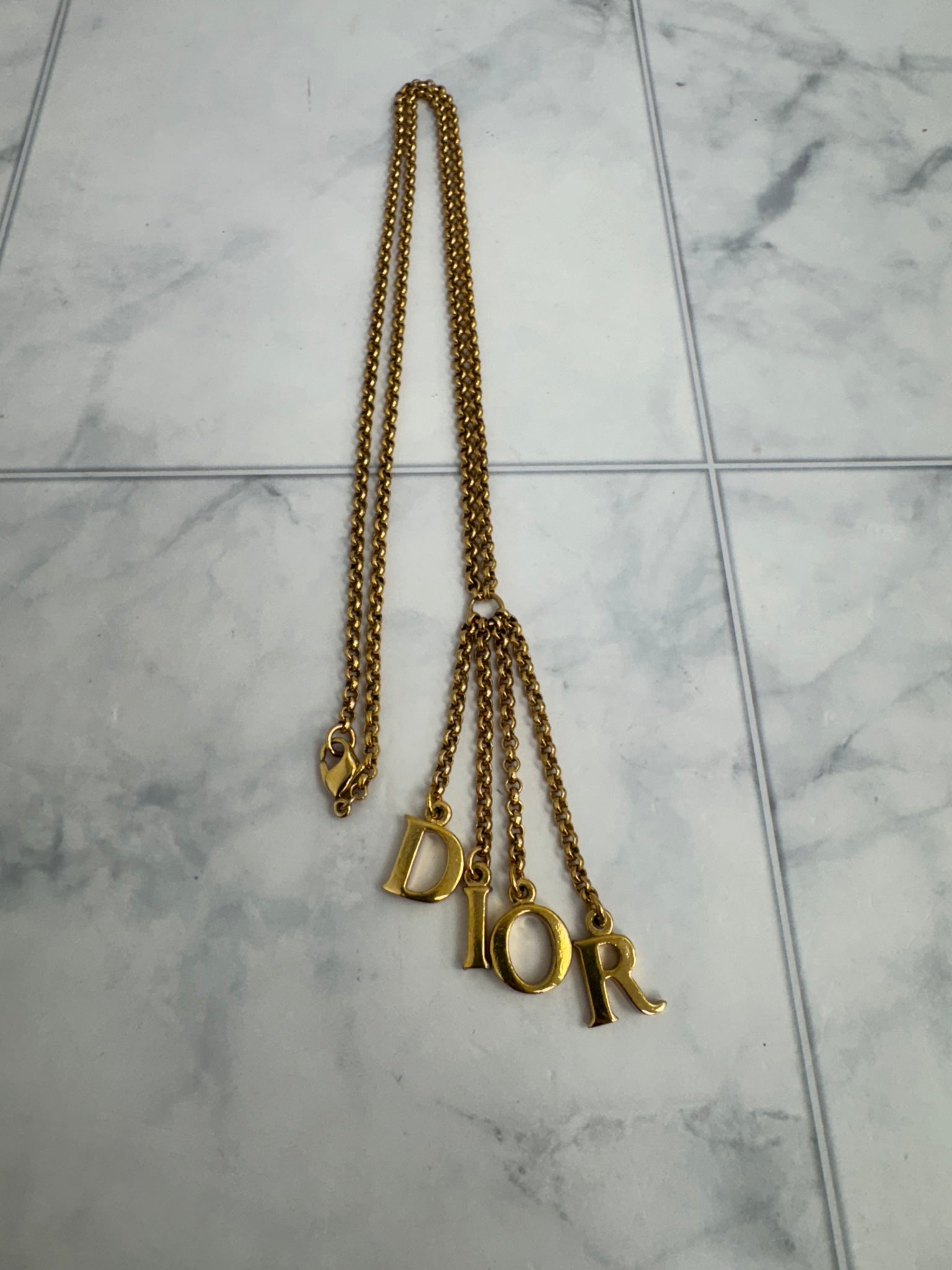 Christian Dior Gold Tone Letters Necklace