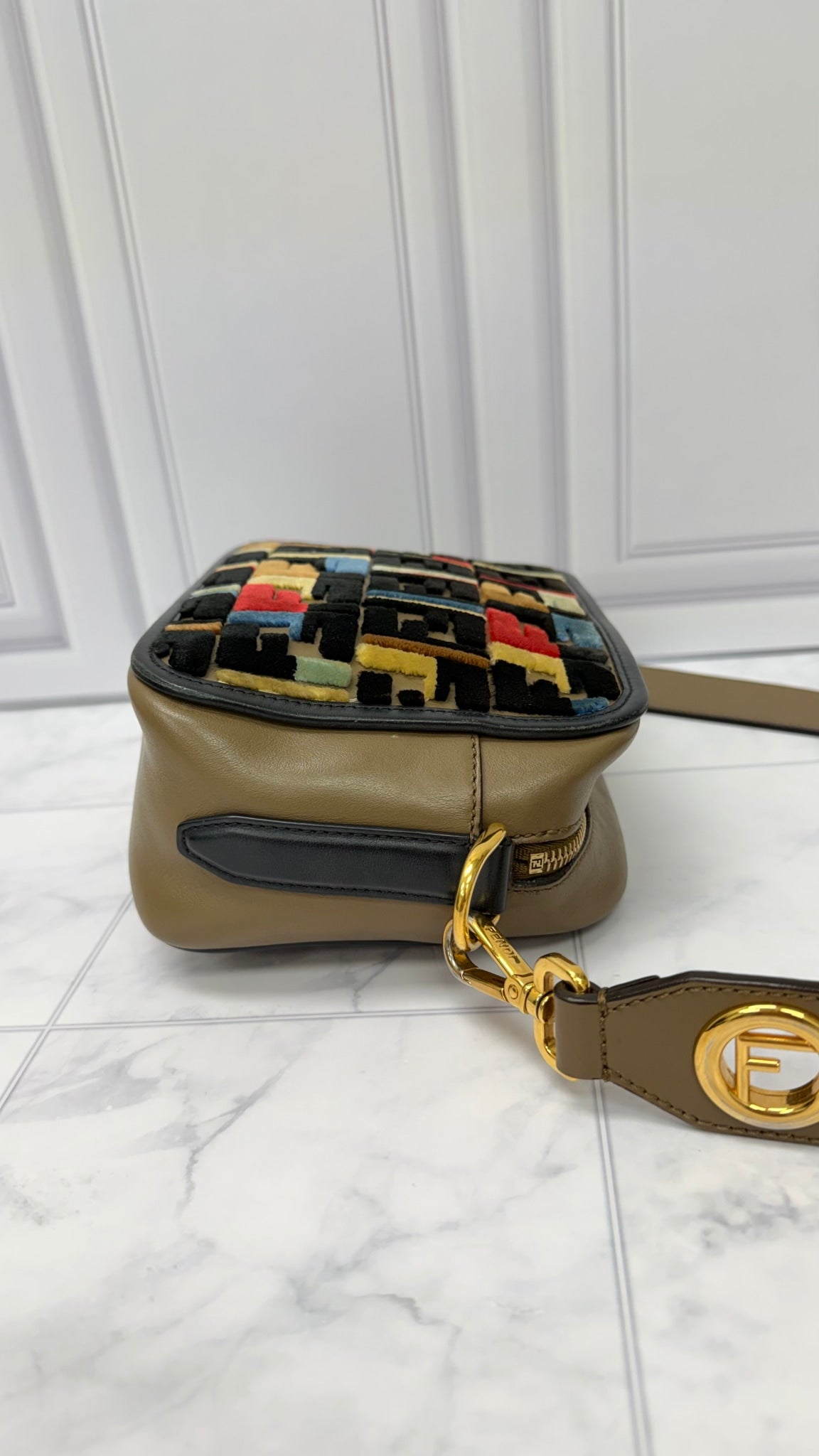 Fendi Multicolor Velvet And Leather Vitello Century Camera Bag 