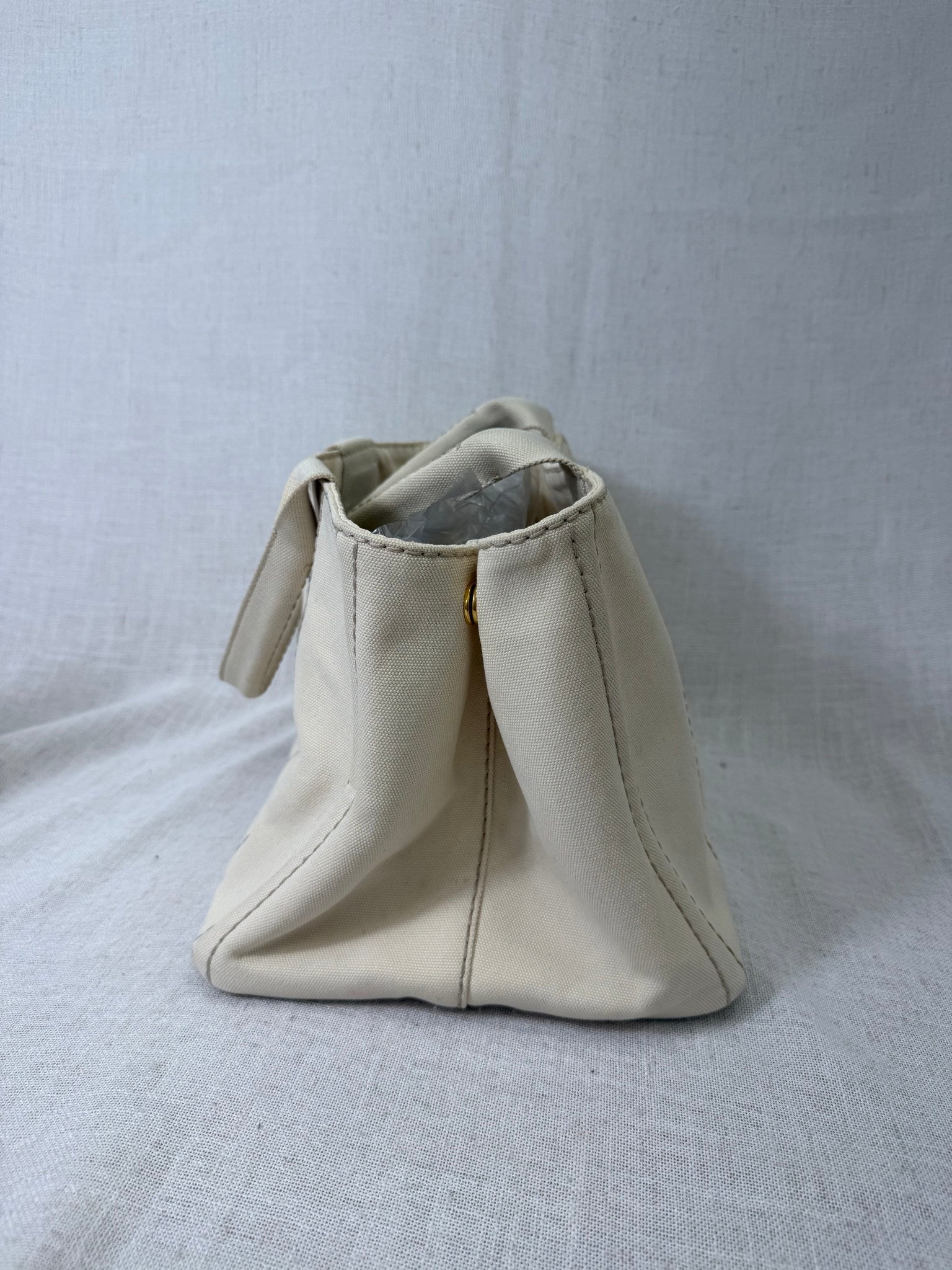 Prada Cream Canvas Medium Canapa Tote 