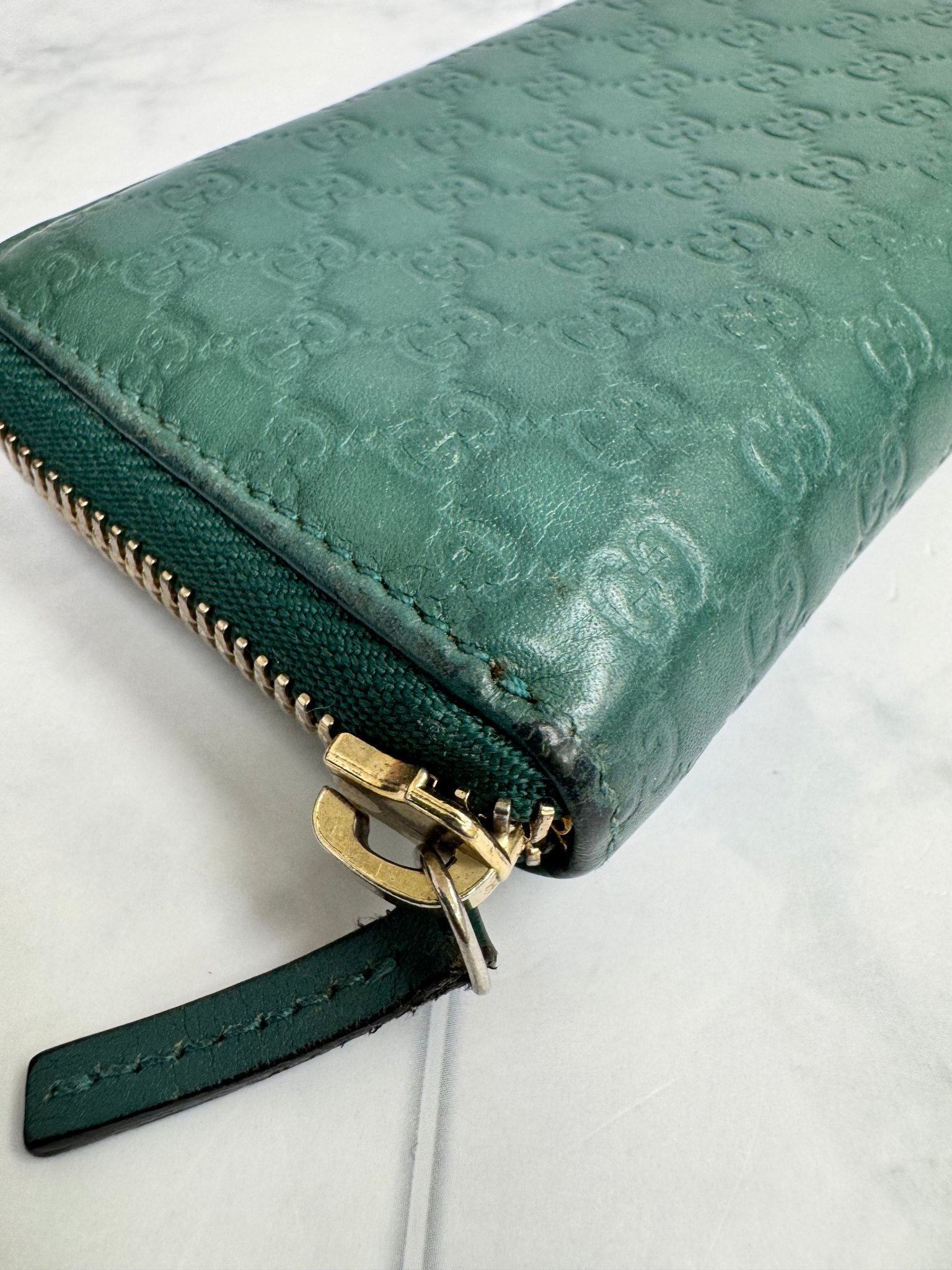 Gucci Green Microguccissima Compact Zippy Wallet