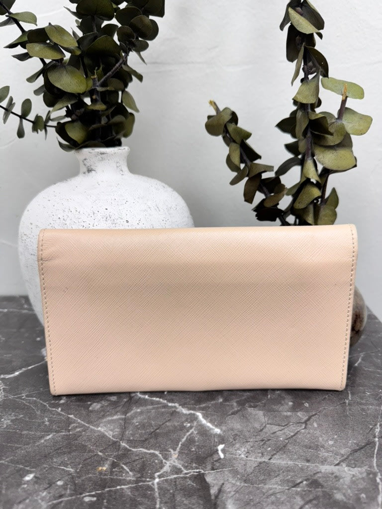 Salvatore Ferragamo Beige Saffiano Leather Long Wallet