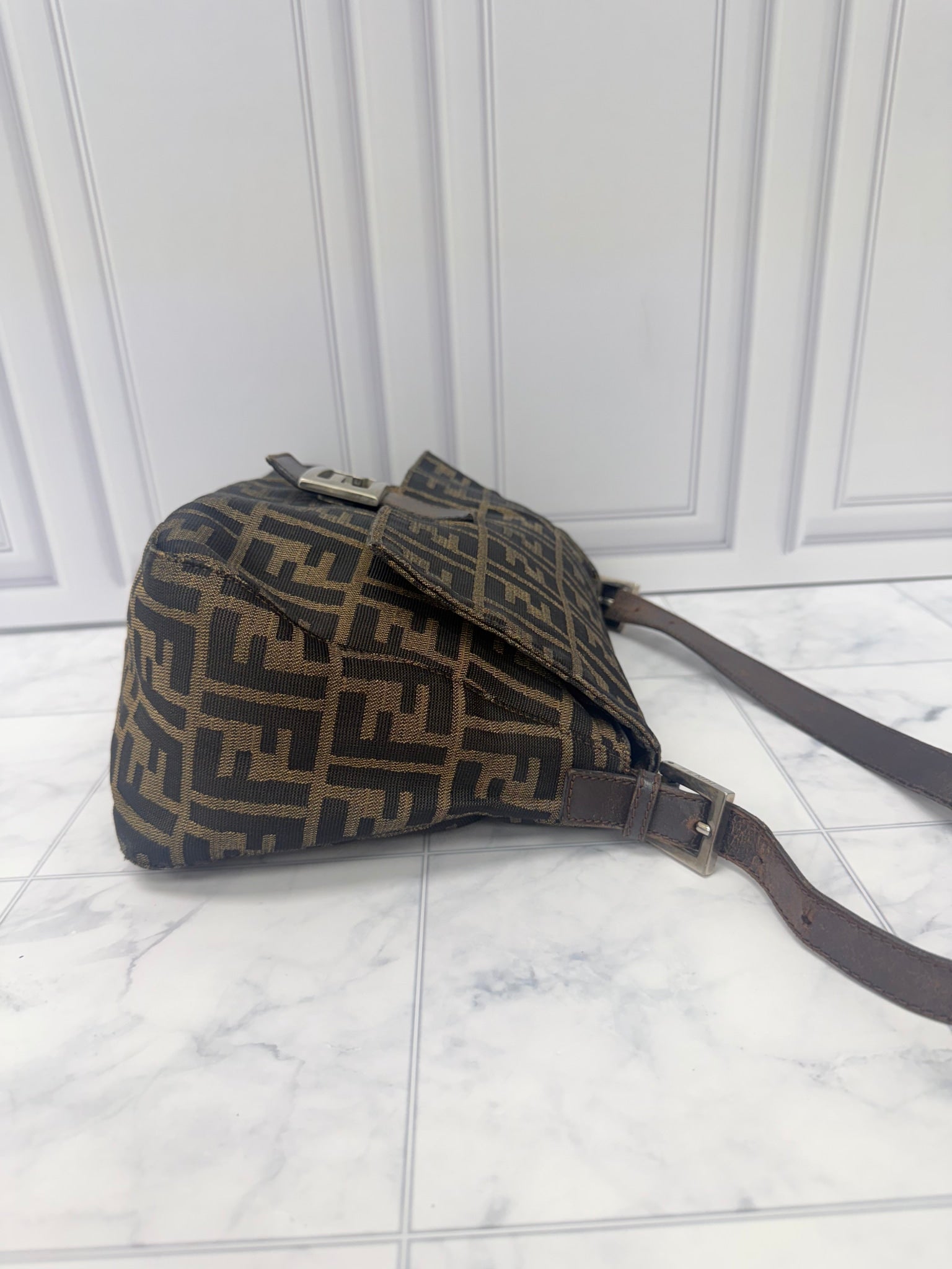 Fendi Brown Zucca Mamma Baguette Medium Shoulder Bag