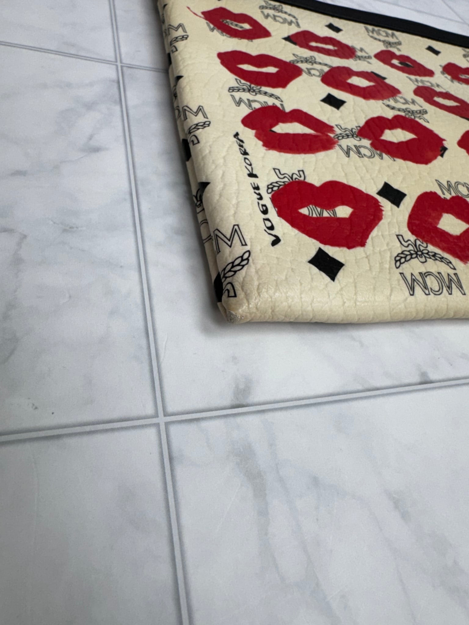 MCM Visetos Creme Lip Print Limited Edition Pouch