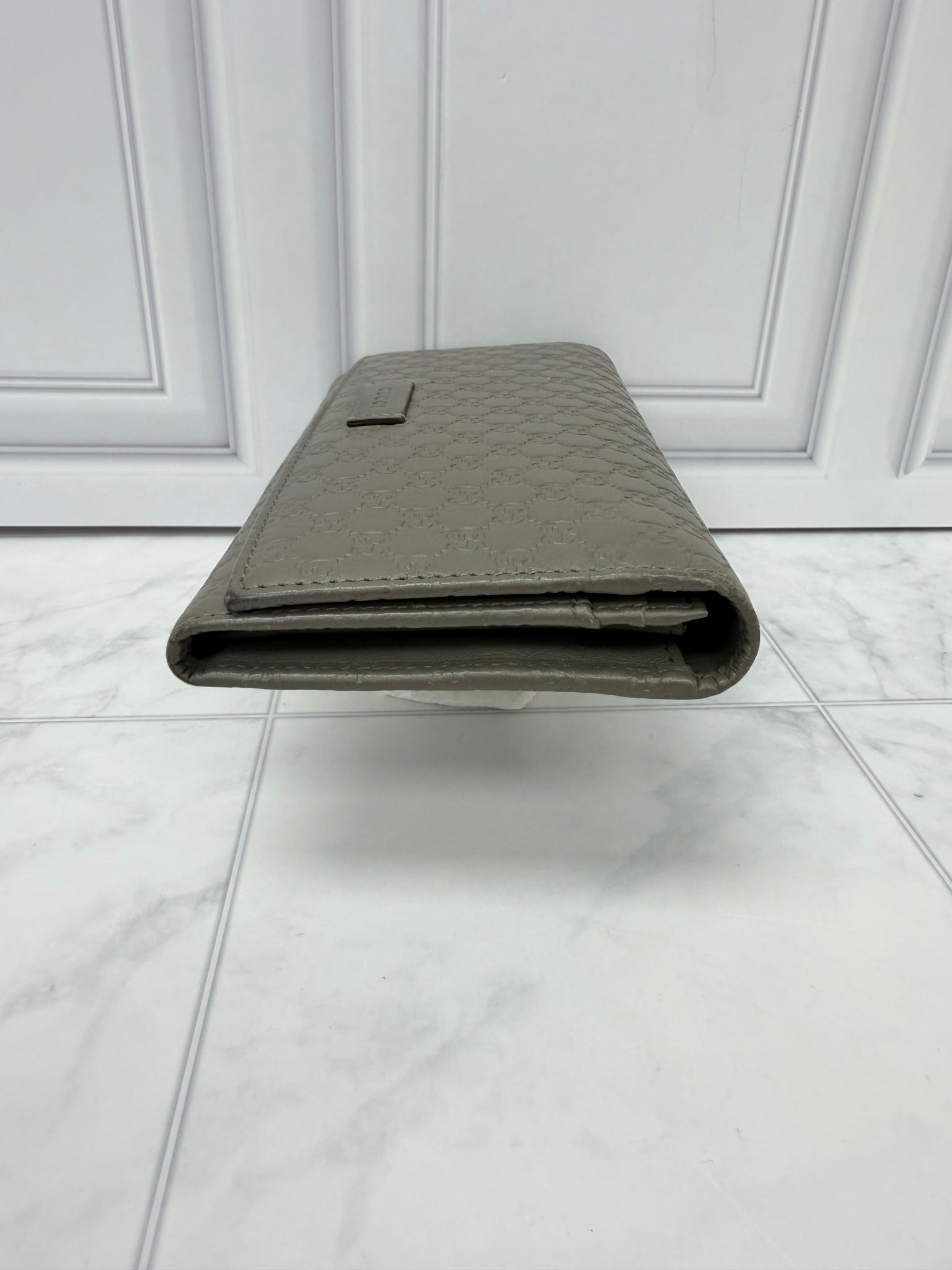 Gucci Grey Microguccissima Leather Long Wallet 