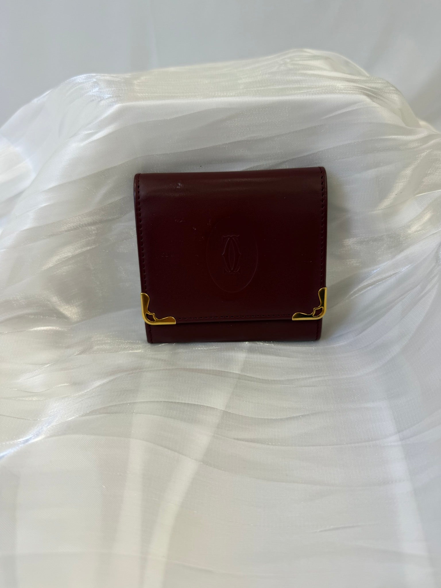 Cartier Bordeaux Leather Must Line Coin Case