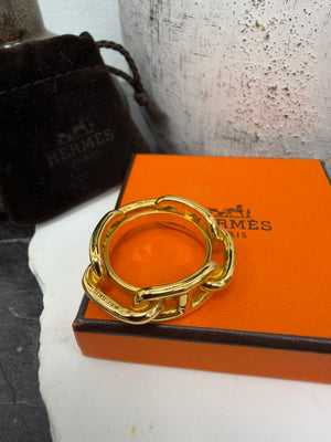 Hermes Gold Tone Regate Scarf Ring
