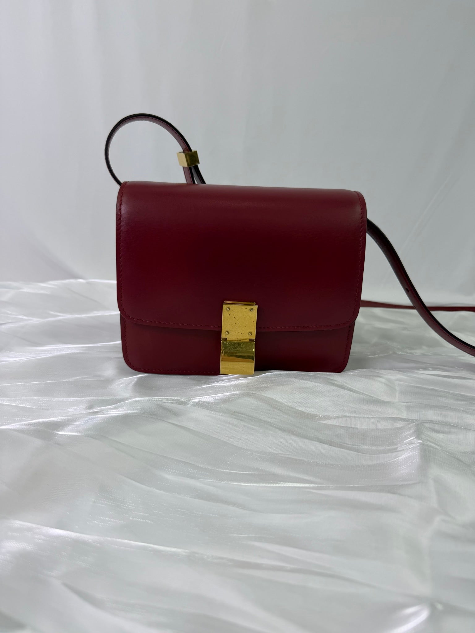 Celine Red Leather Classic Box Bag