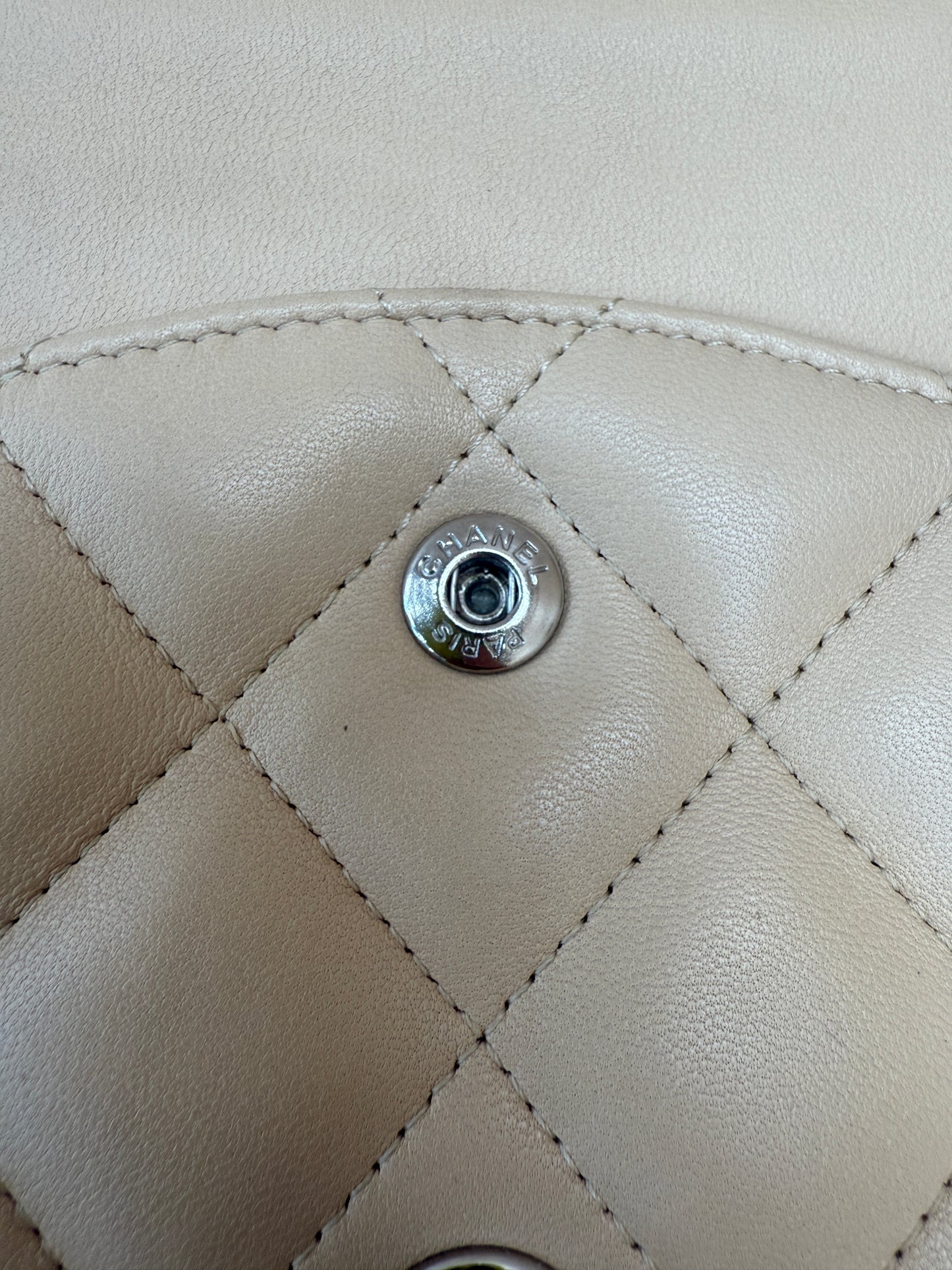 Chanel Beige Quilted Lambskin Jumbo Double Flap Bag