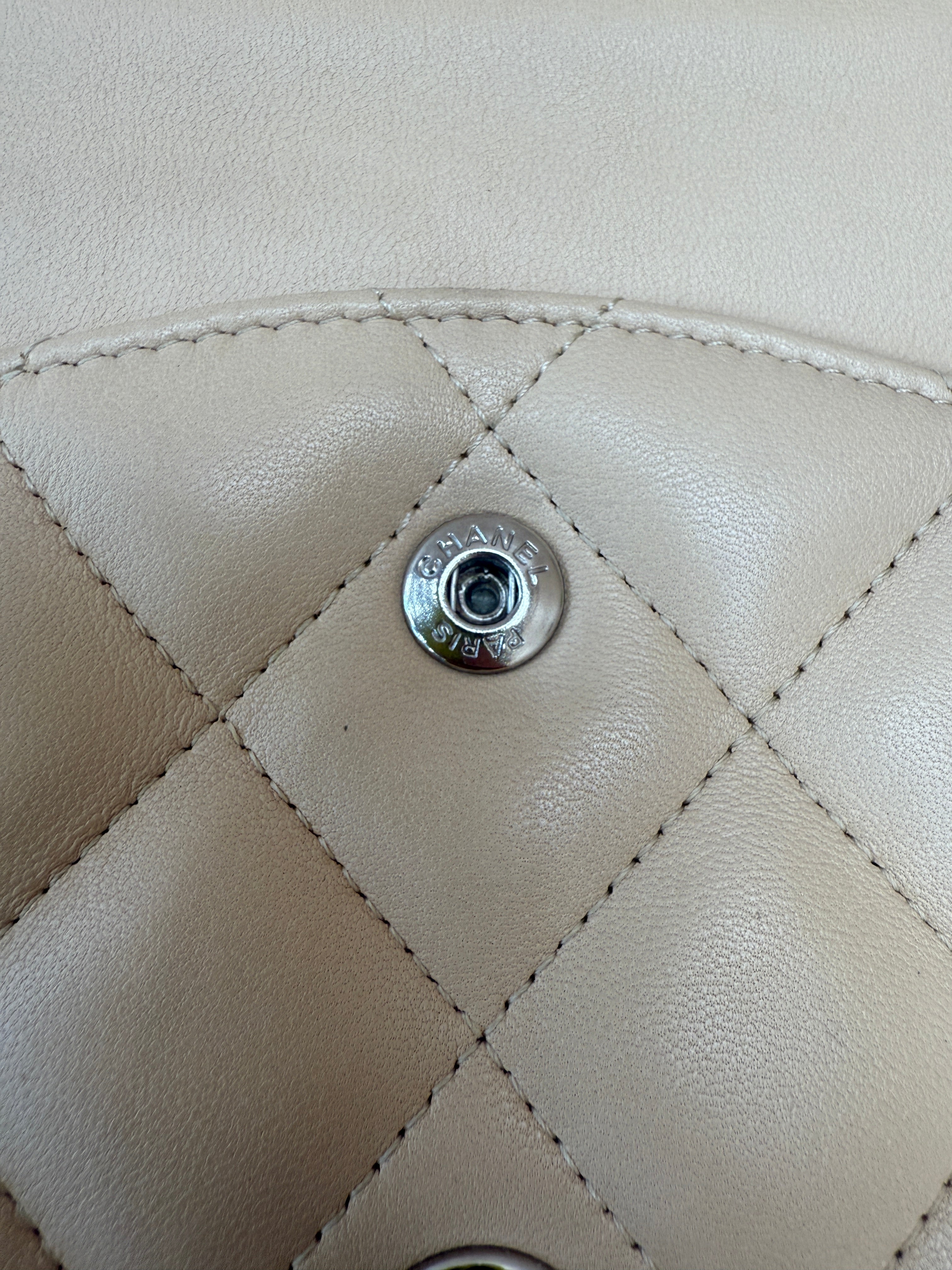 Chanel Beige Quilted Lambskin Jumbo Double Flap Bag