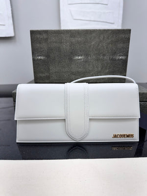 LIKE NEW - Jacquemus White Leather Le Bambino Long Shoulder Bag