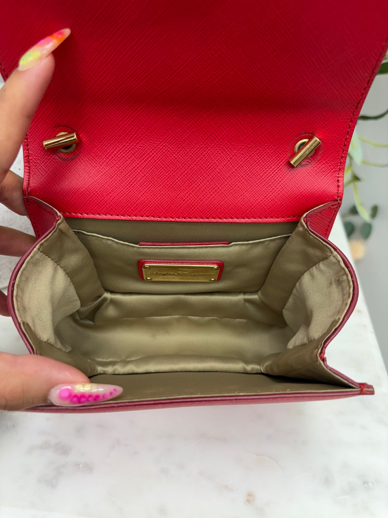 Salvatore Ferragamo Red Saffiano Ginny Crossbody Bag