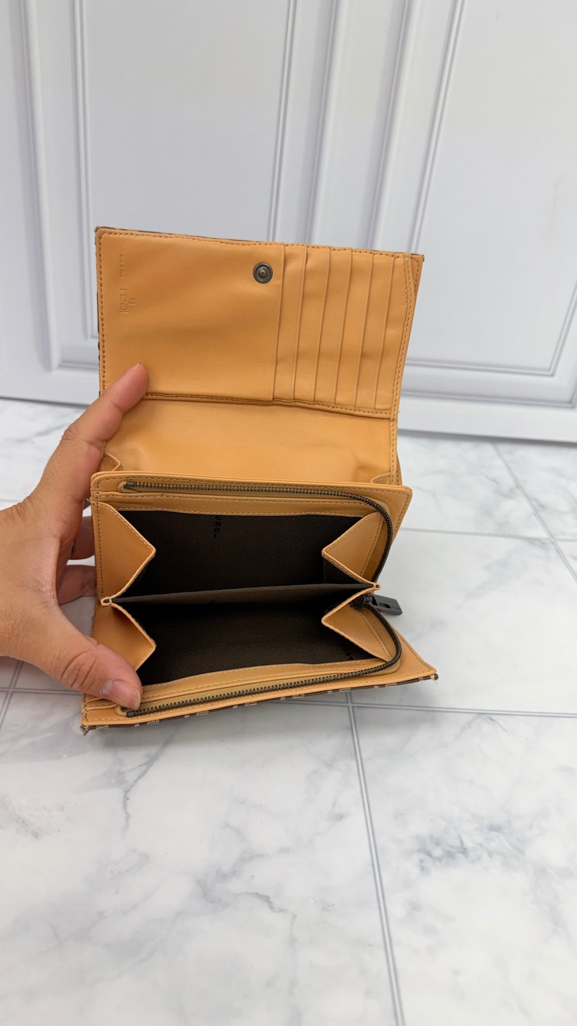 Fendi Beige Canvas Zucca FF Wallet