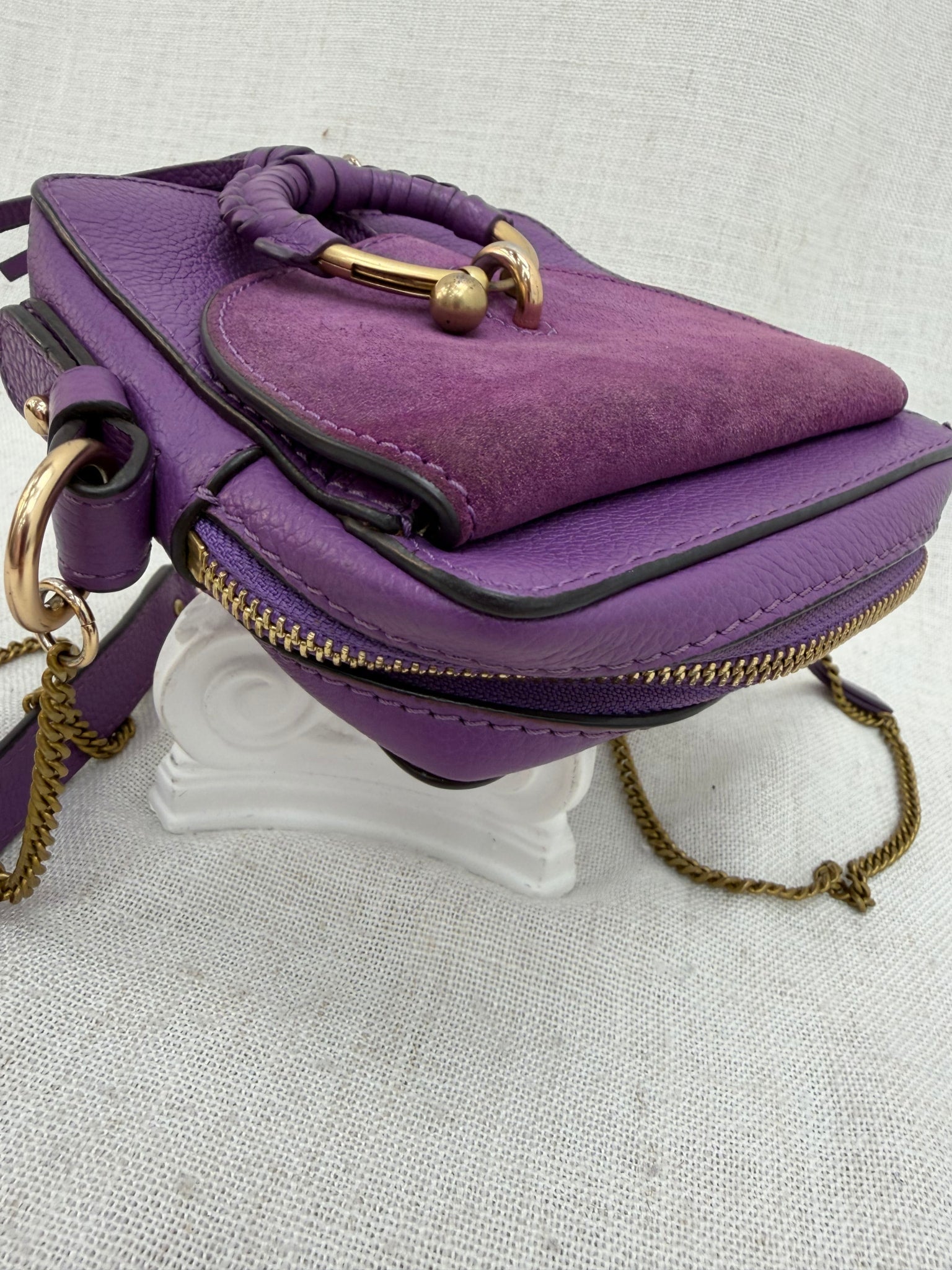  See by Chloe Purple Suede & Leather Joan Mini Camera Bag