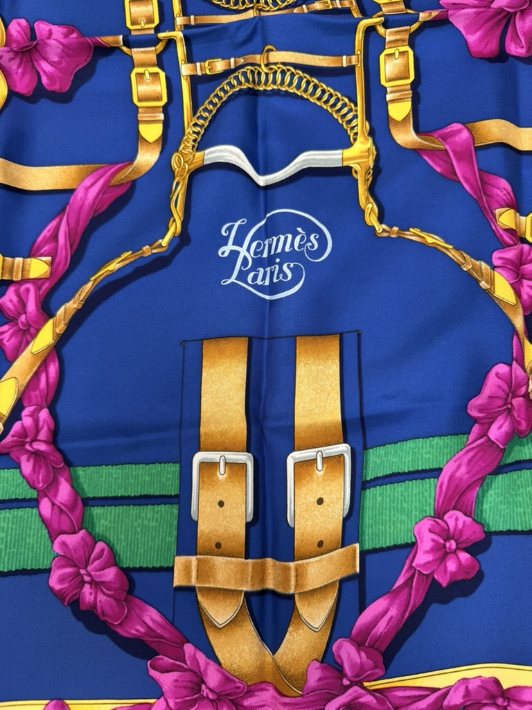 Hermes Blue Grand Manege Carre 90 Silk Scarf