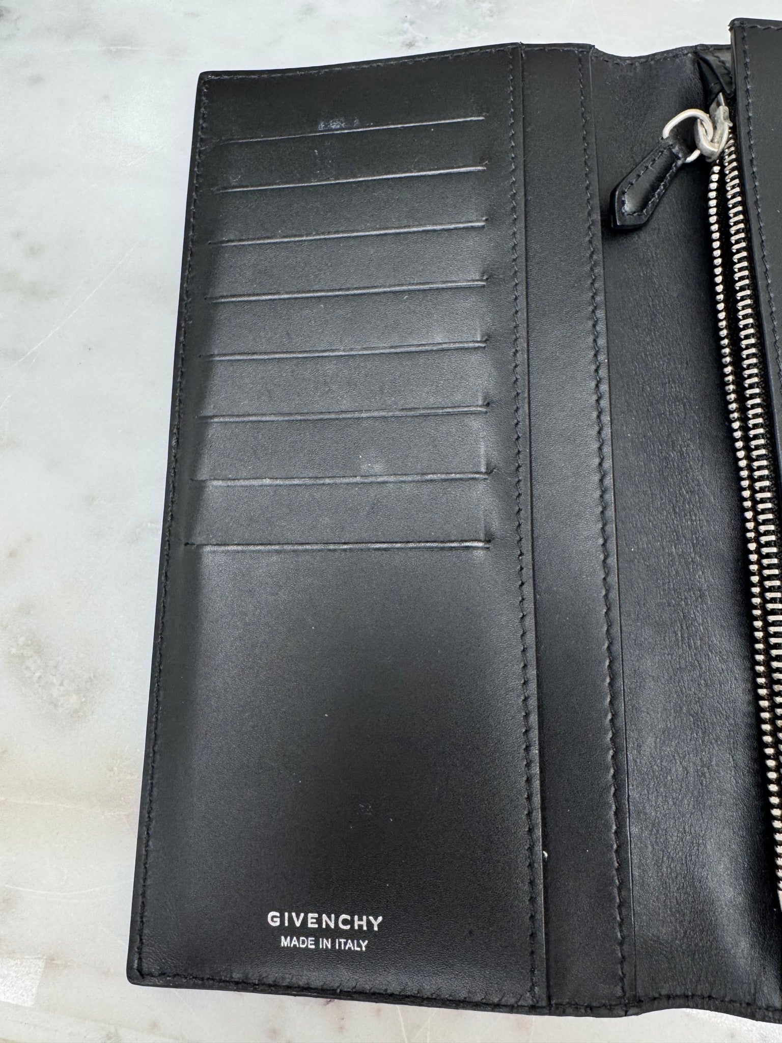 Givenchy Black Printed Leather Long Wallet