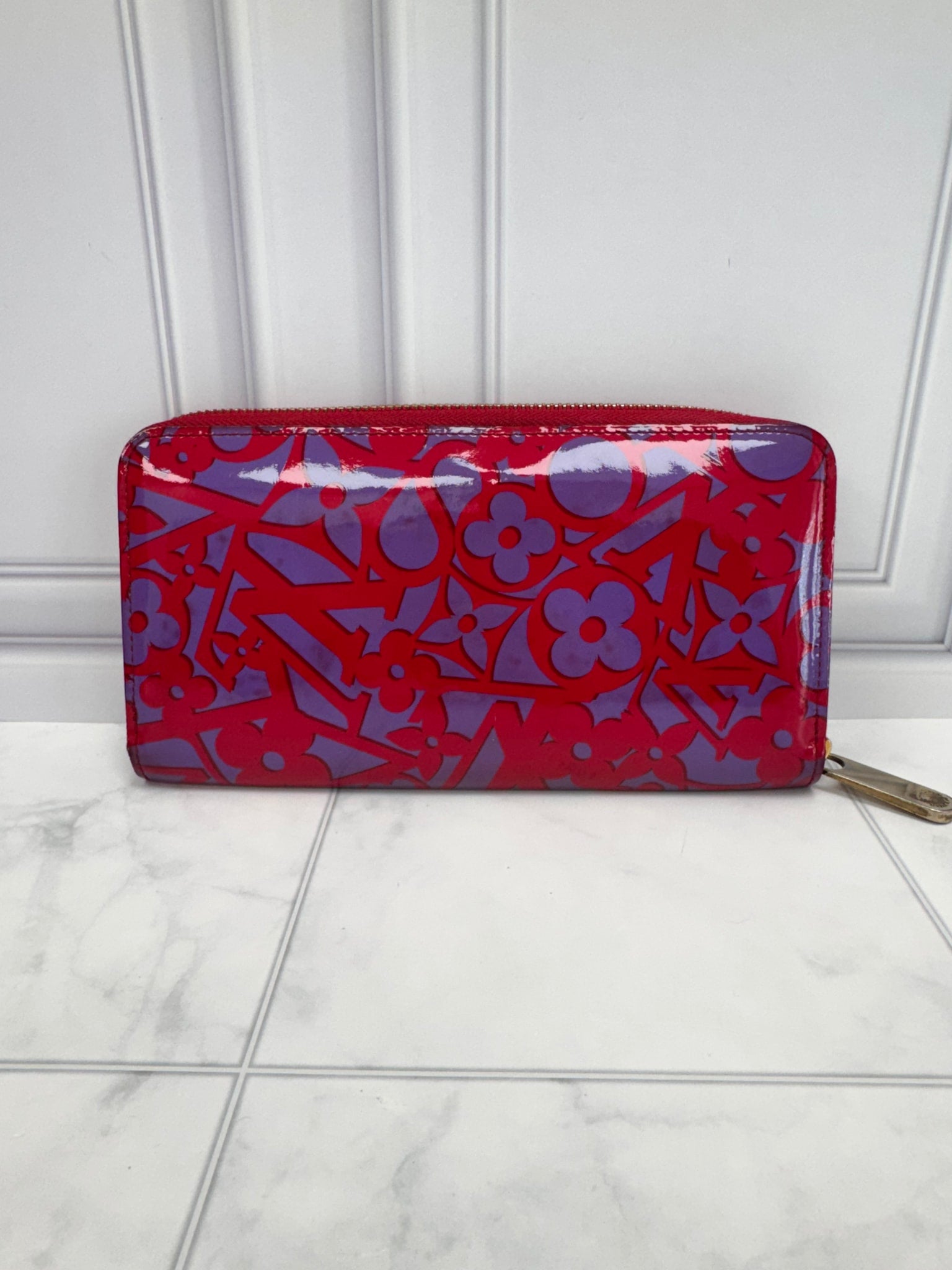 Louis Vuitton Red And Purple Vernis Rose Indian Sweet Zippy Wallet